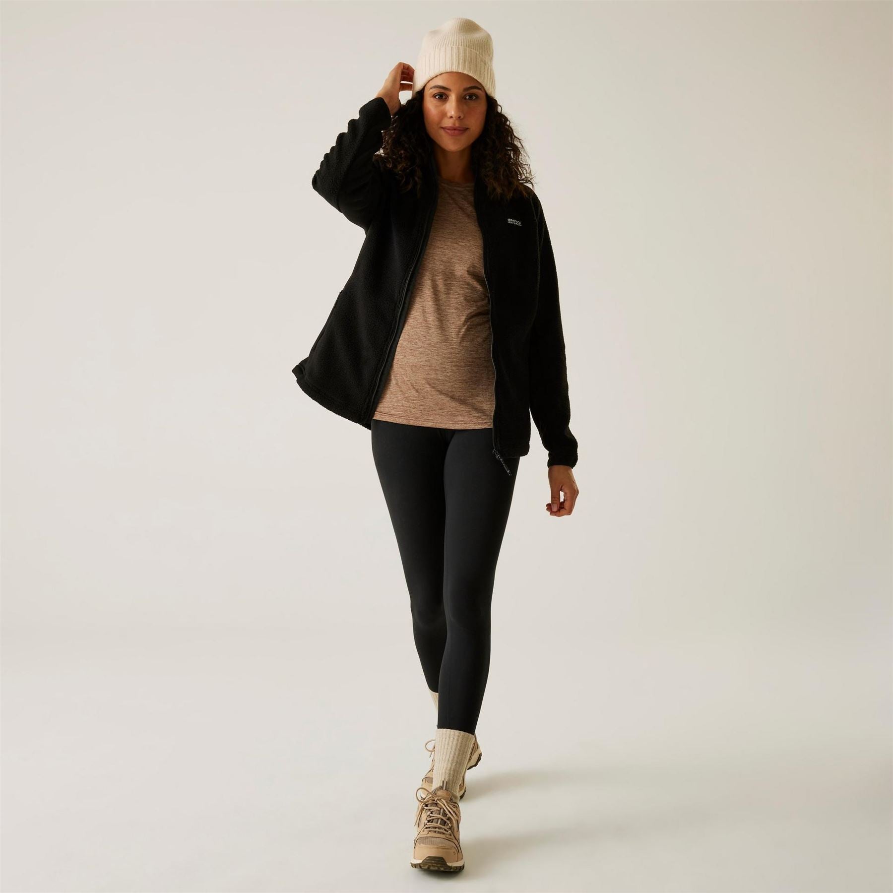 Regatta Elinn Solid Patterned Hooded Full Zipper Jacket