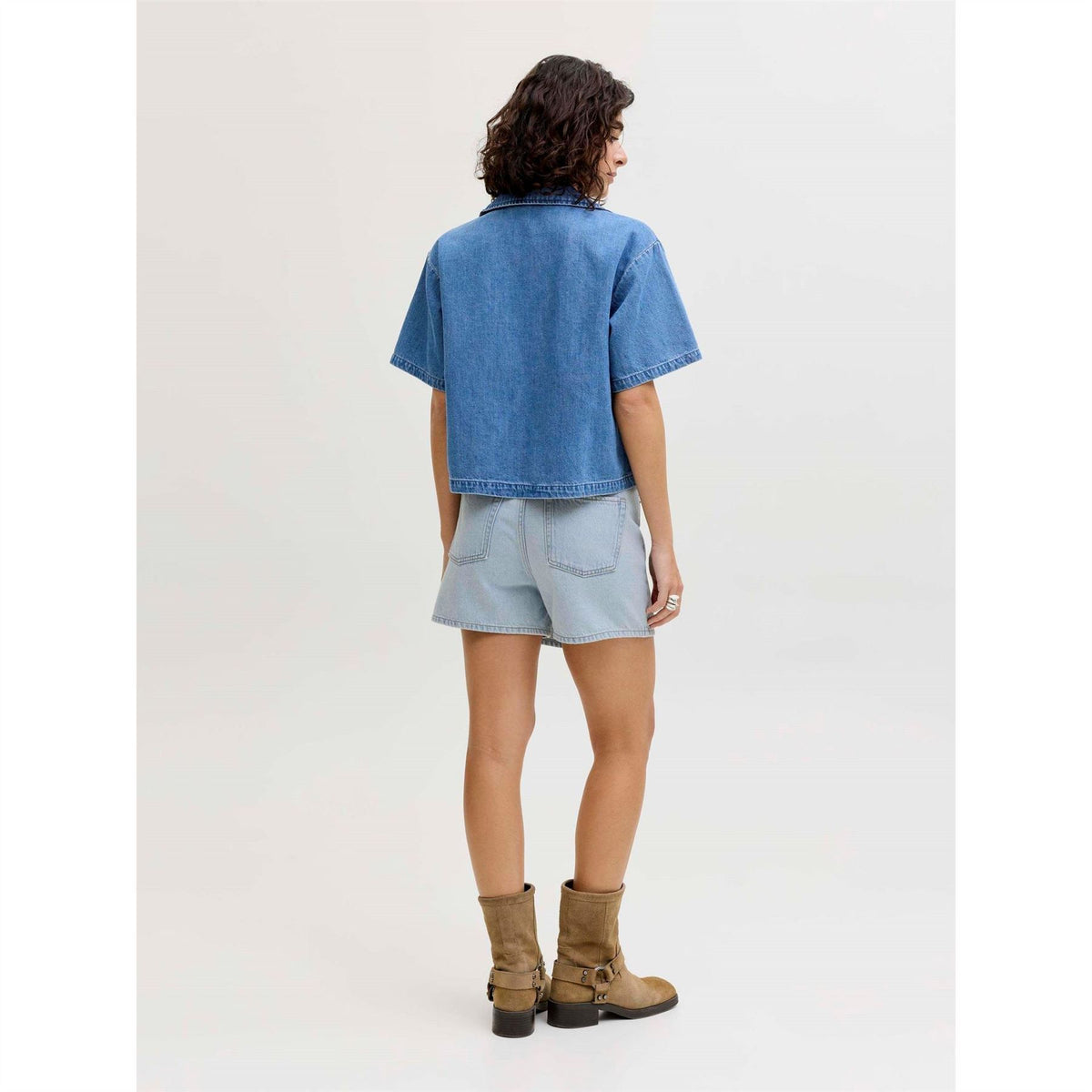 JJXX Greta High Waist Denim Wrap Shorts