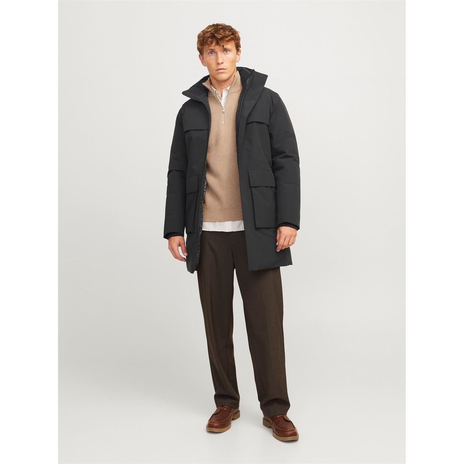 Jack and Jones Wave Hooded Parka Coat with Flap Pocket