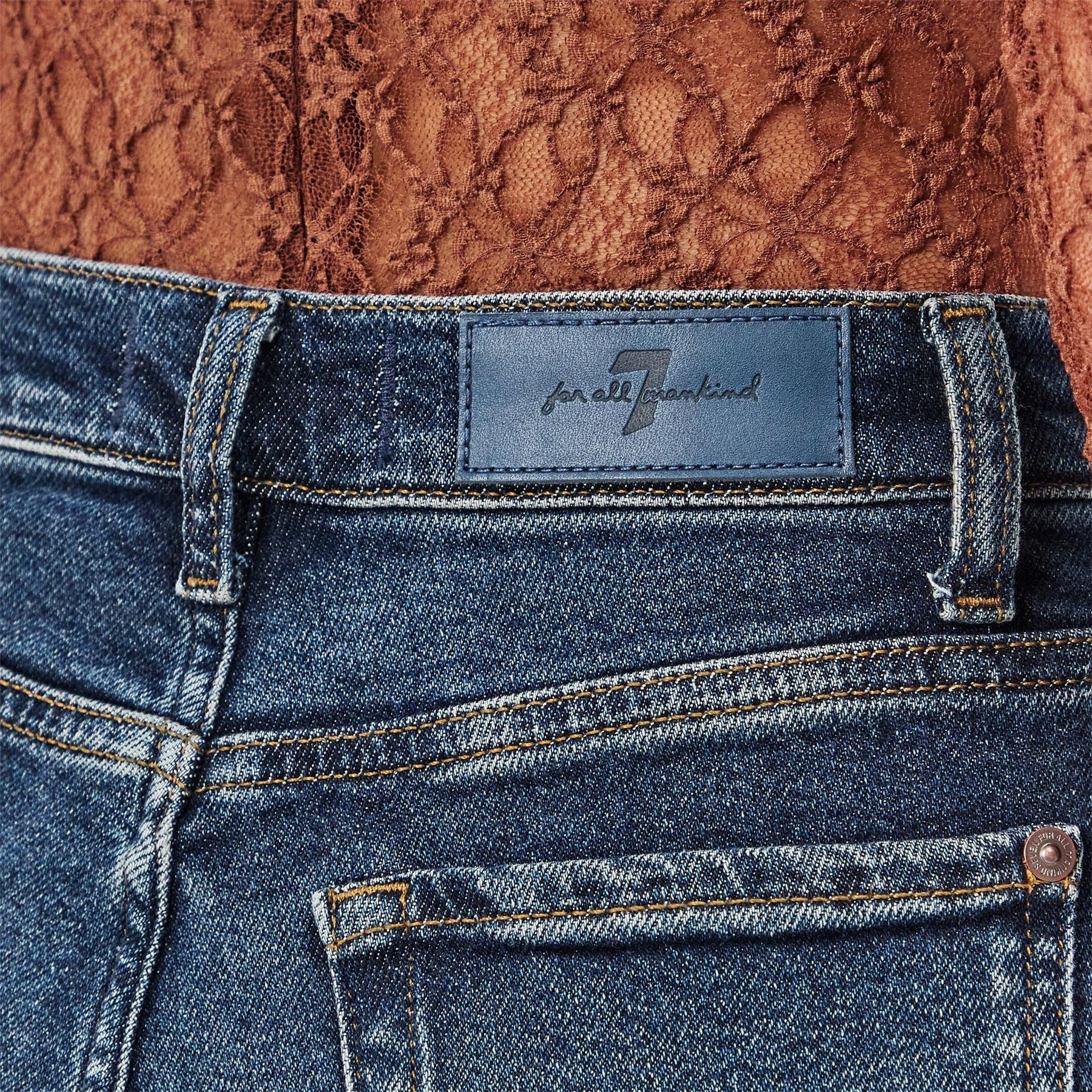 7 For All Mankind Lotta Light Wash Patterned Wide Leg Jeans