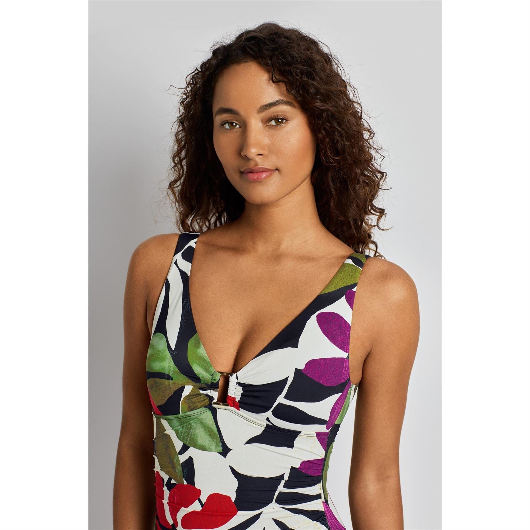 Lauren by Ralph Lauren Ring Detail Plunge Swimsuit