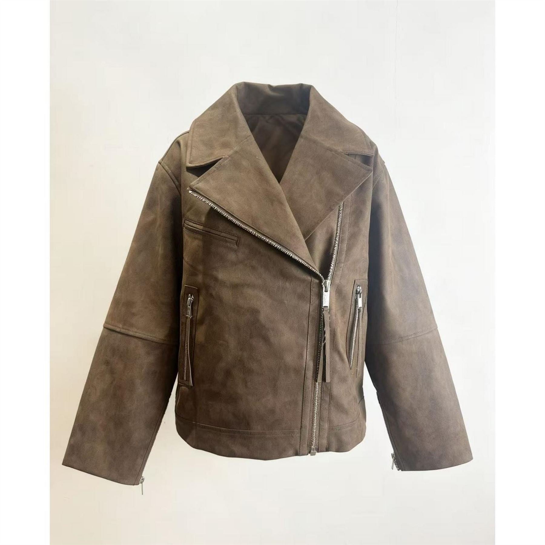 Kangol Aviator Solid Patterned Zipped Cuff Jacket with Asymmetric Zipper