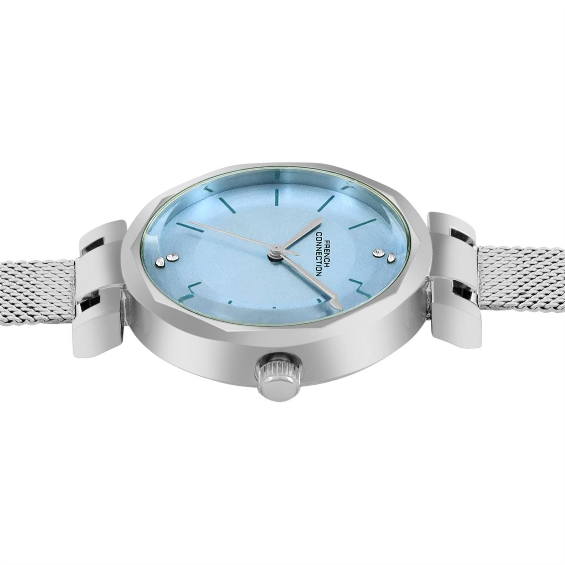 FCUK Silver Case Round Shape Silver Strap Quartz Watch