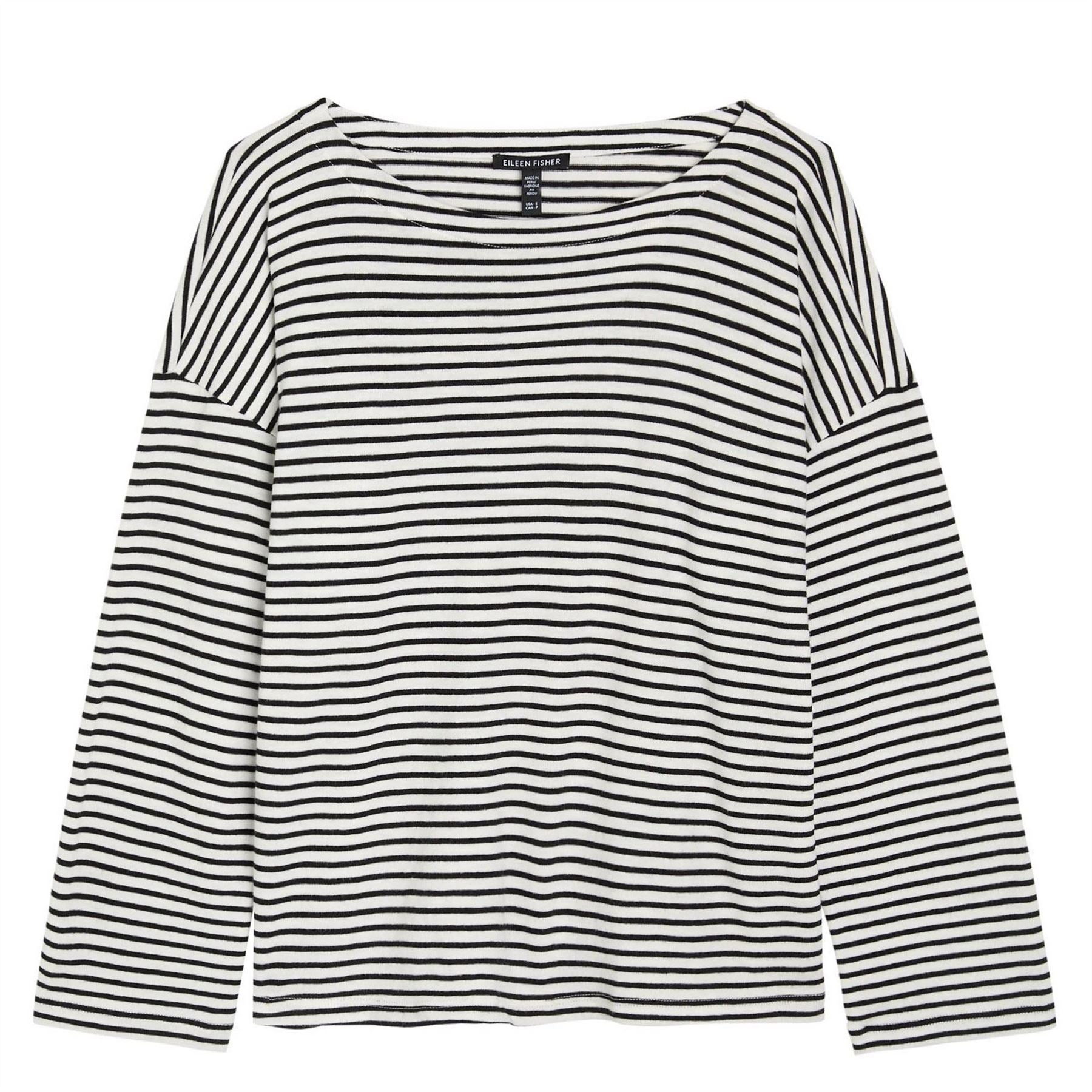 Eileen Fisher Bateau Nk Stripe Ls Top