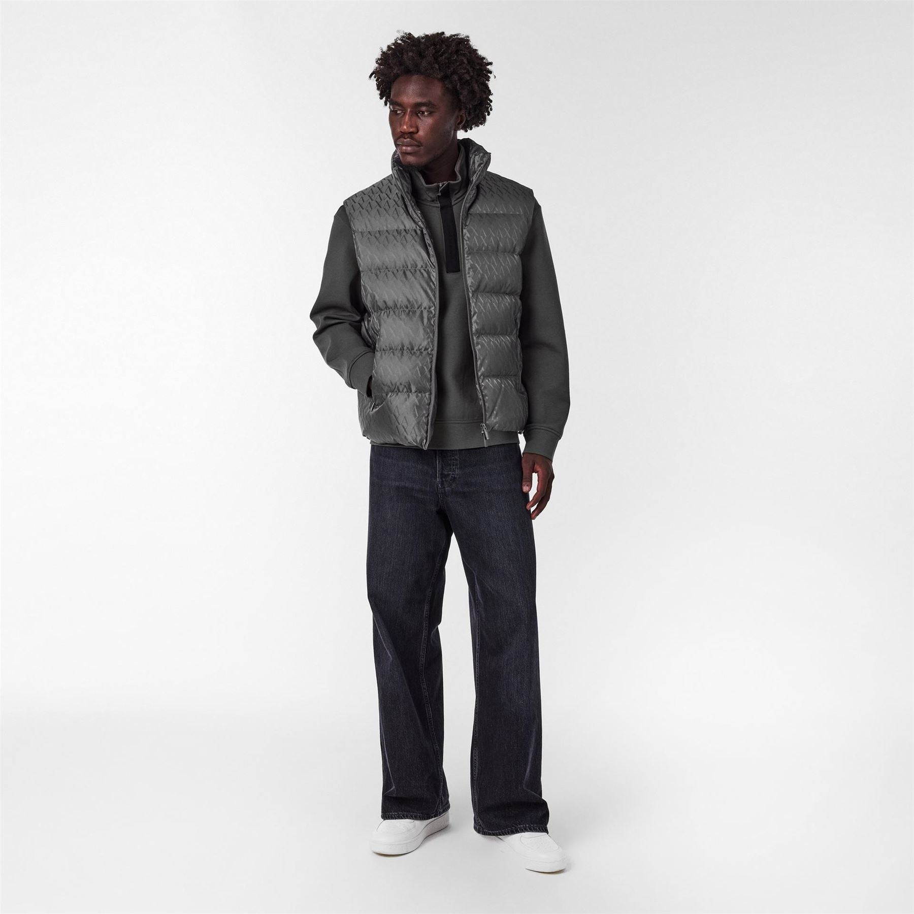 Armani Exchange Exchange All Over Logo Zip Pocket Gilet