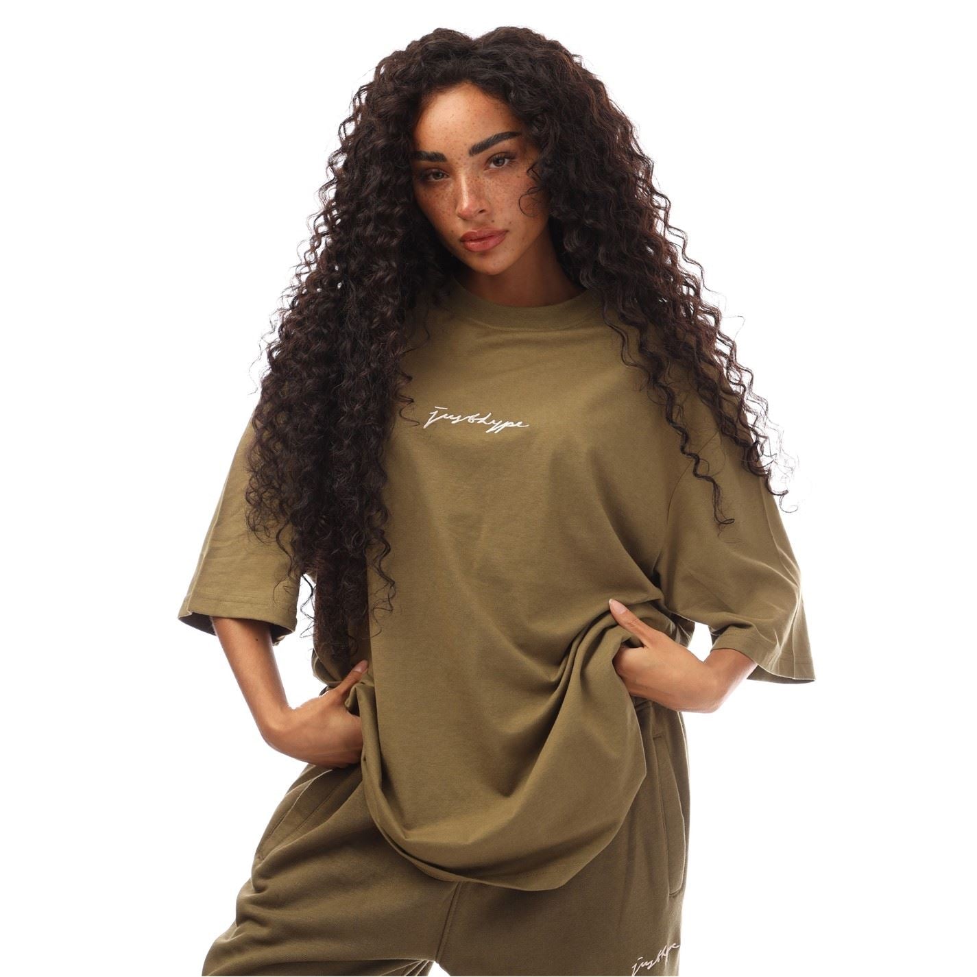 Hype Oversize Fit Signature Print T-Shirt