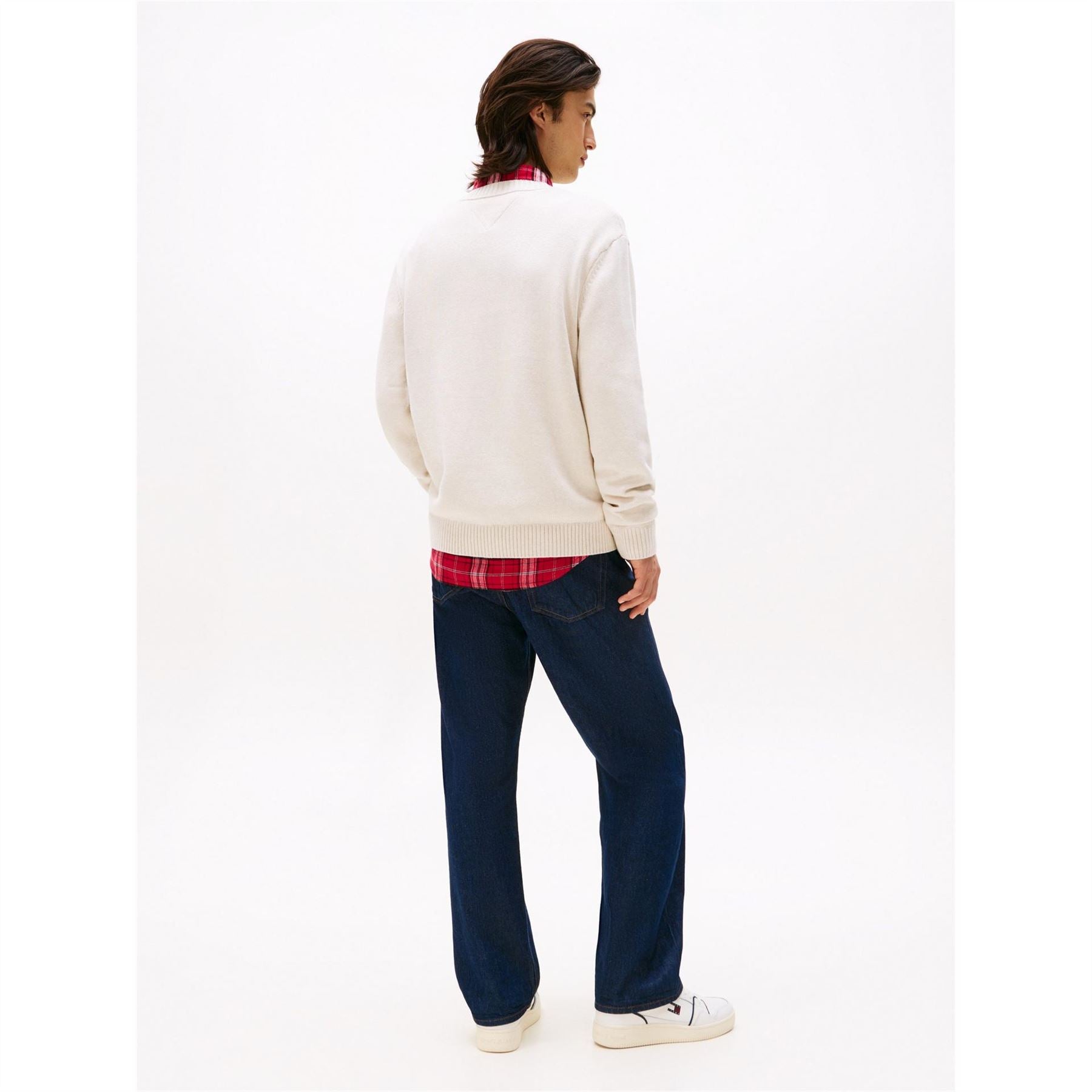 Tommy Jeans Flag Graphic Rib Crew Neck Long Sleeve Sweater
