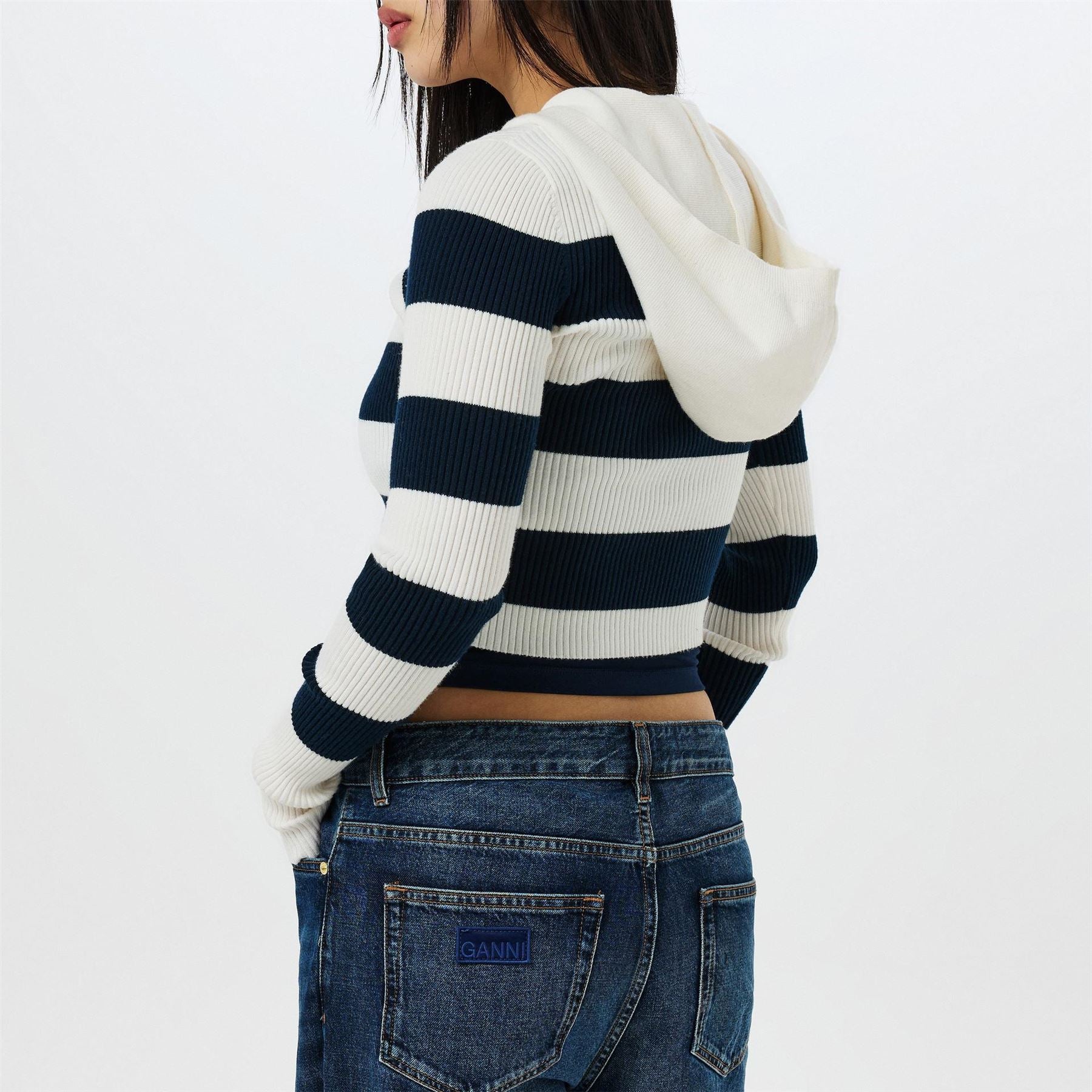 Tommy Jeans Stripe Quarter Zip Hood Sweater