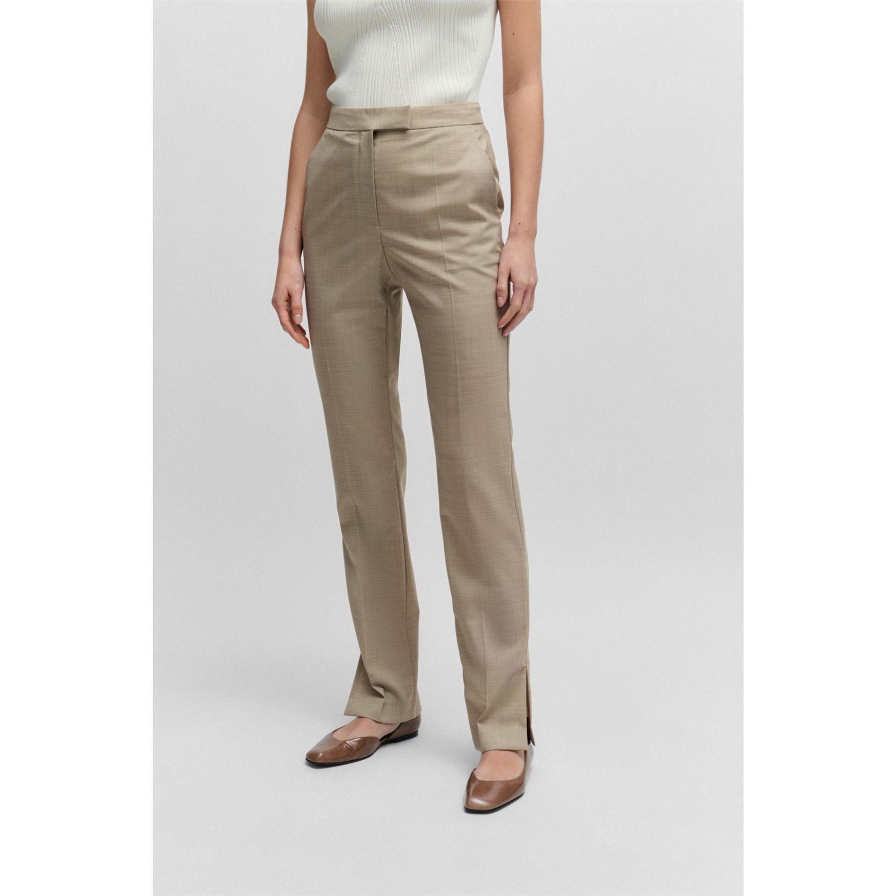 Boss Solid Patterned Slim Straight Trousers