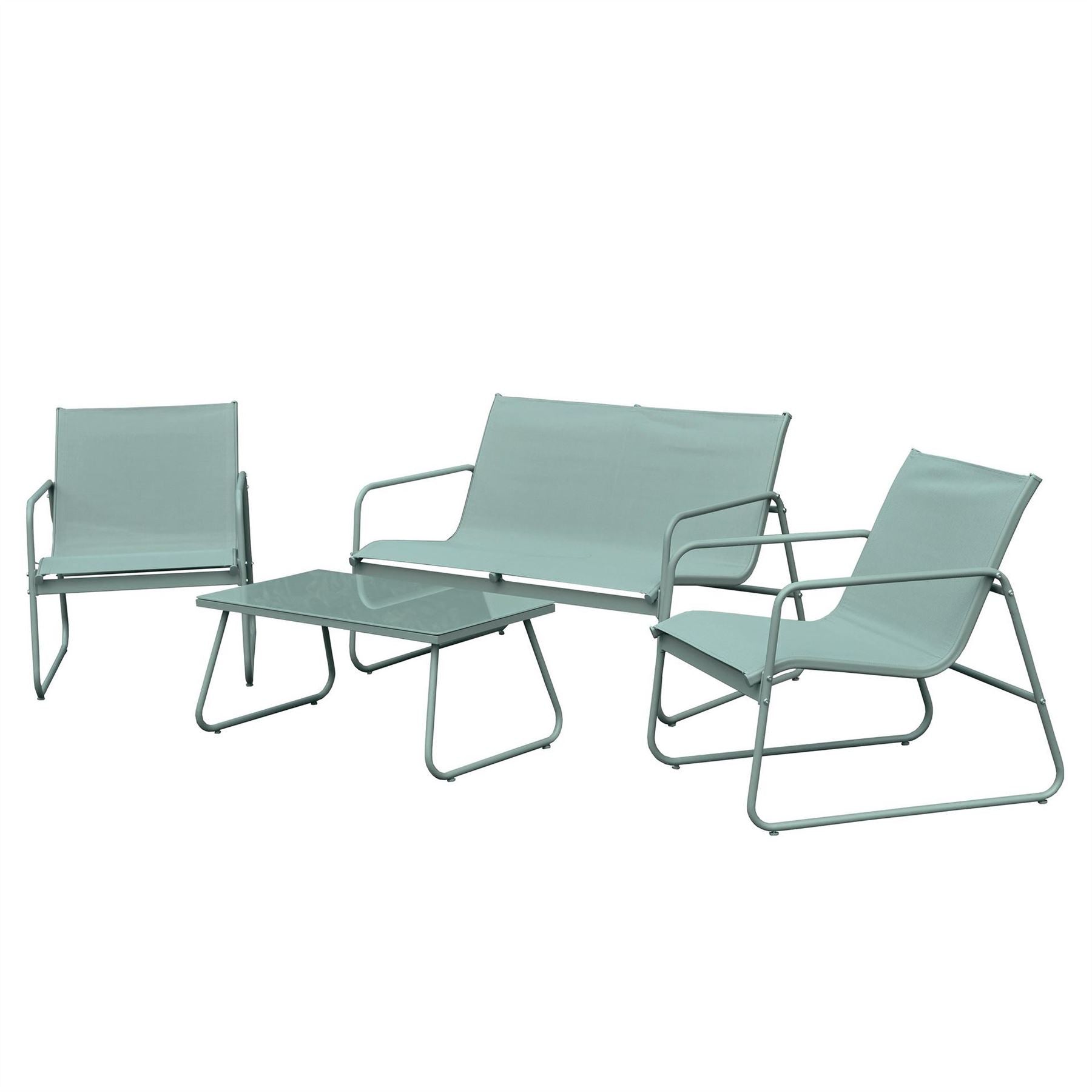 Linea Piece Weather Resistant Glass Top Garden Dining Set