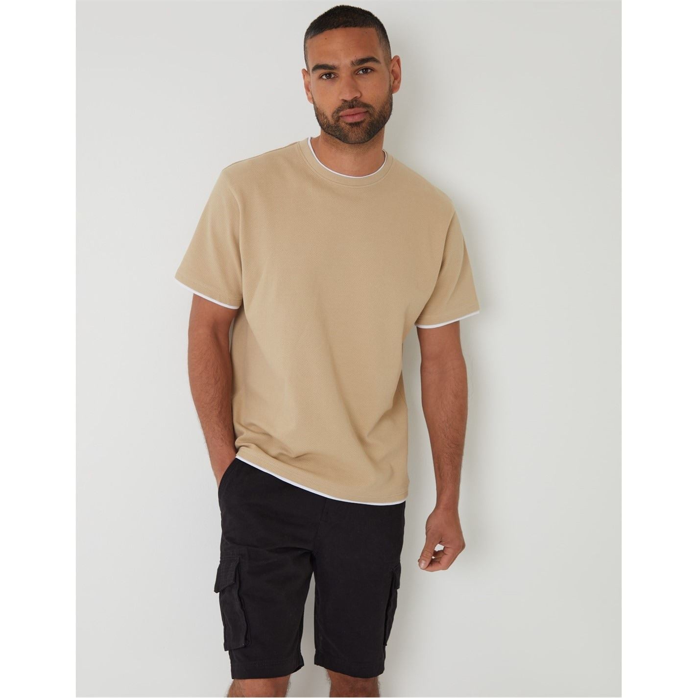 Threadbare Mock Neck Regular Fit Short Sleeve T-Shirt