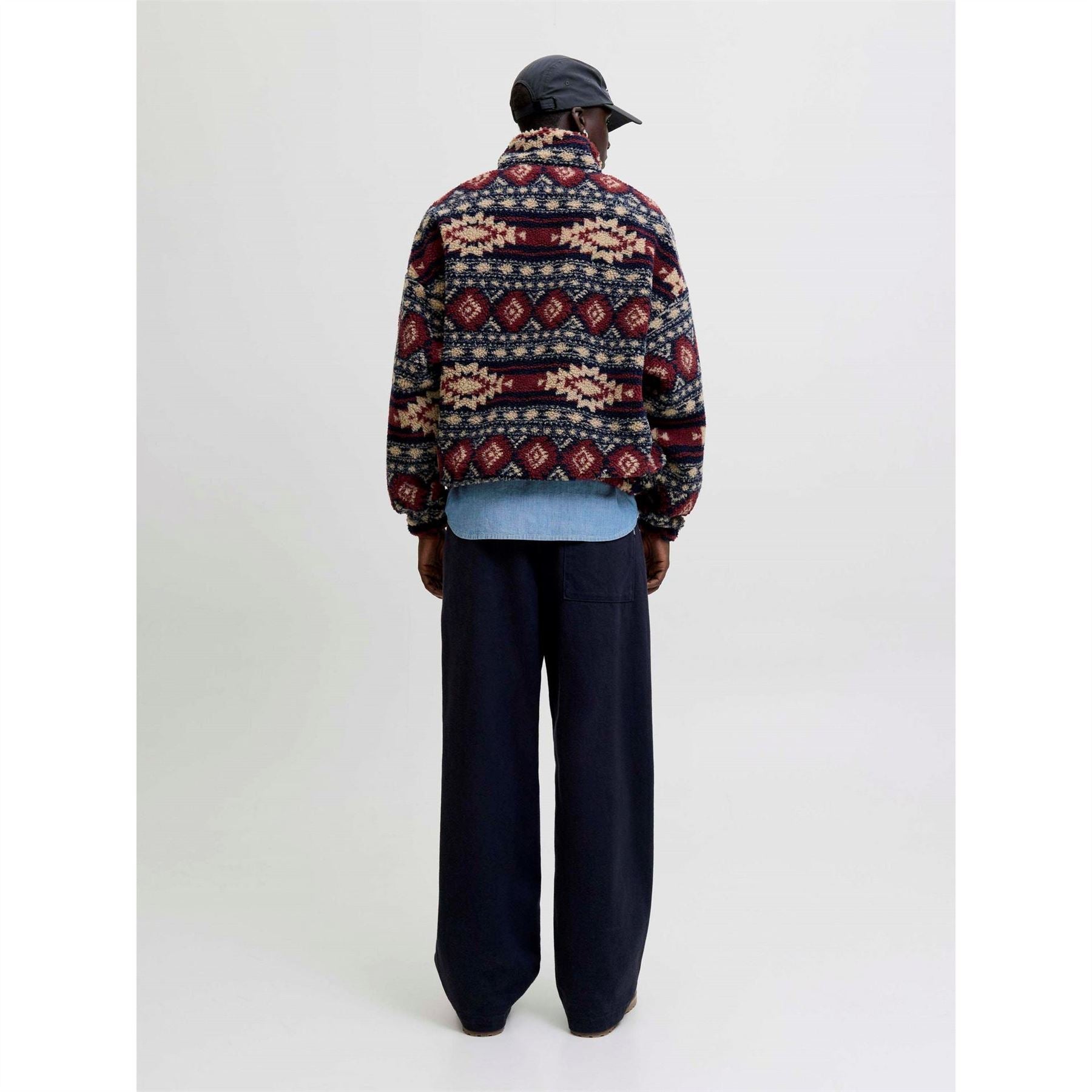 Jack and Jones Mens Eddie Teddy Fleece Half Zip Top