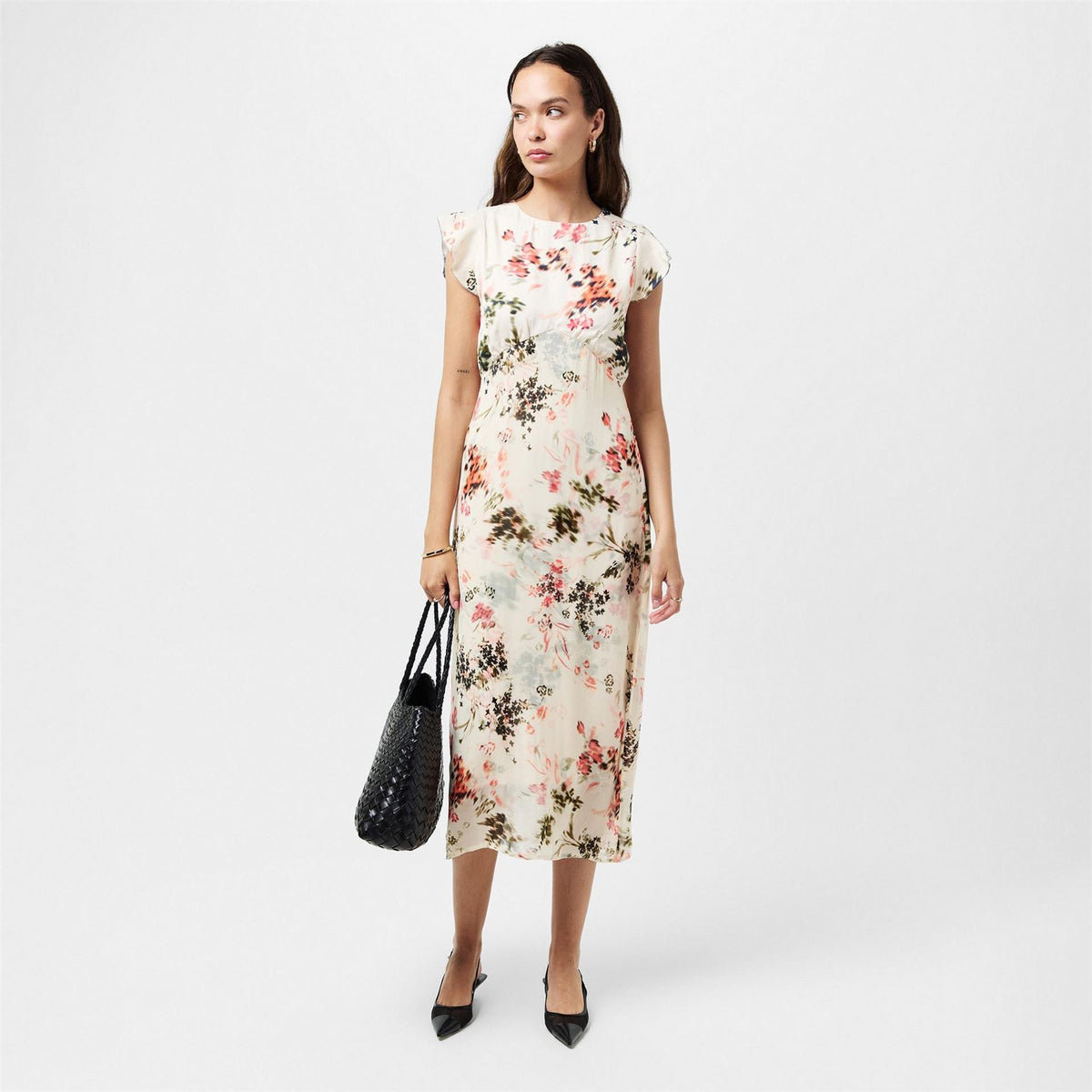 French Connection Crew Neck Midi A-Line Dress