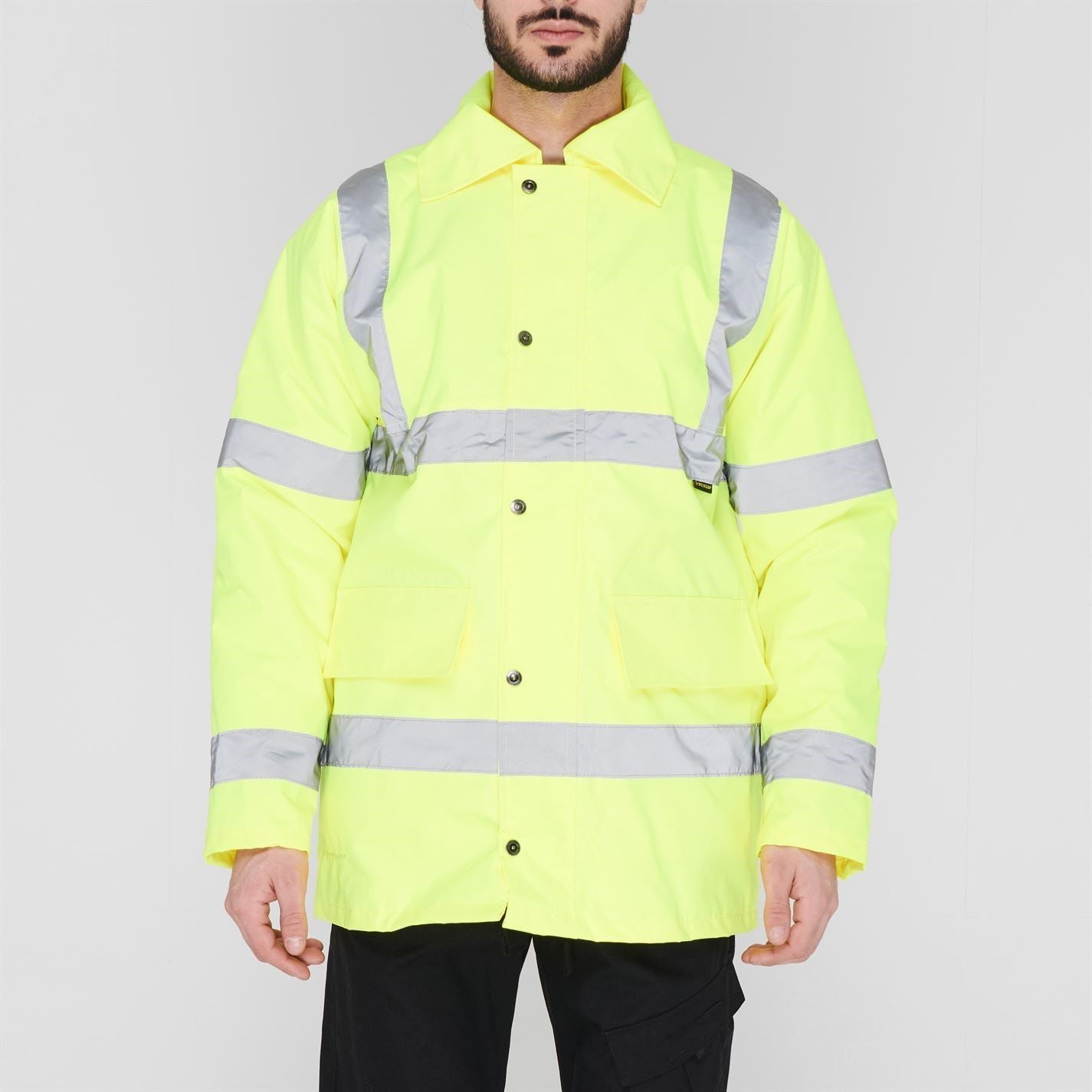 Dunlop Waterproof Wind Resistant Reflective Long Sleeve Hi Vis Jacket