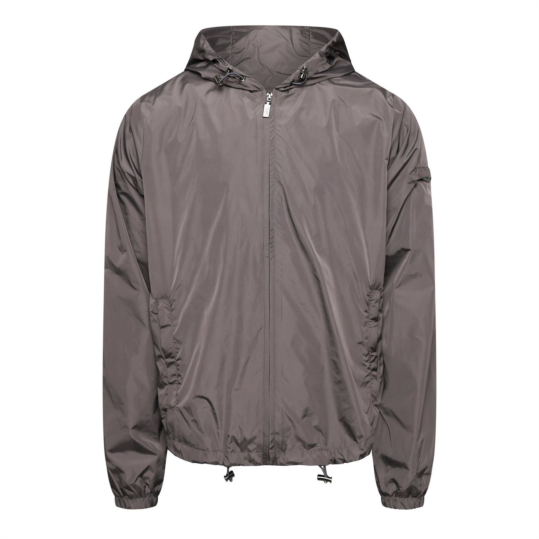 Catini Hooded Drawstring Windbreaker with Zip Vent Cuffs