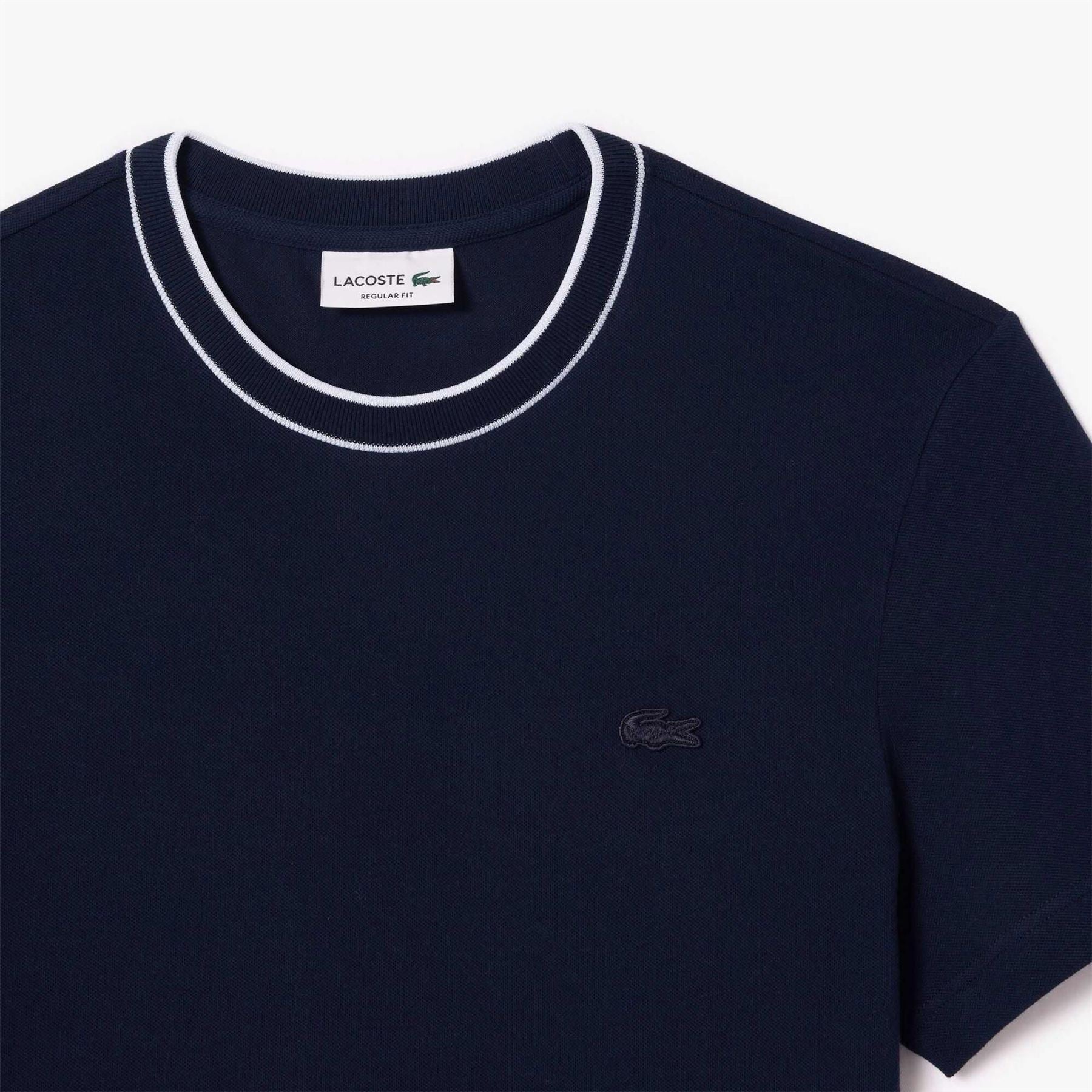 Lacoste Pique Stripe Collar T-Shirt