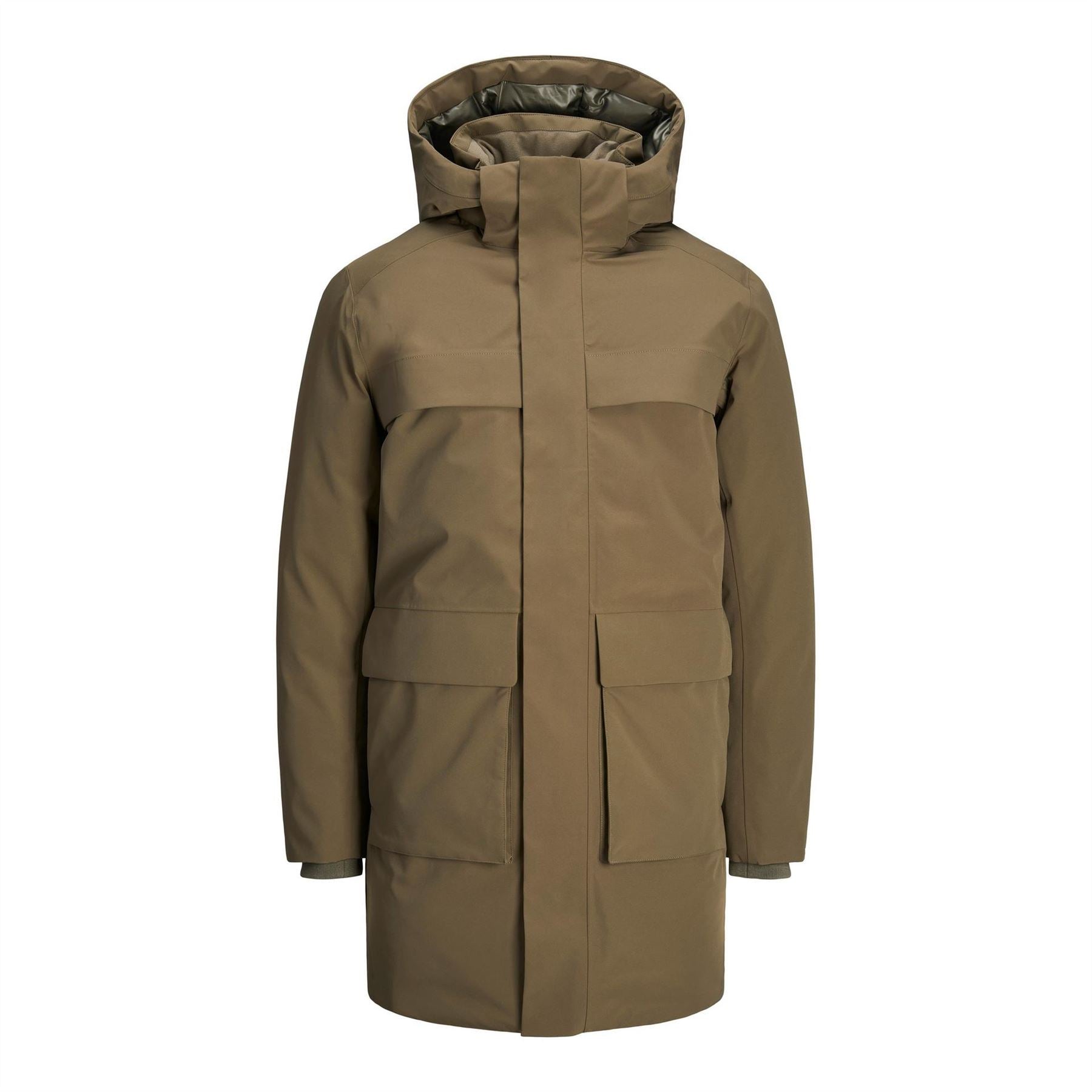Jack and Jones Wave Hooded Parka Coat with Flap Pocket