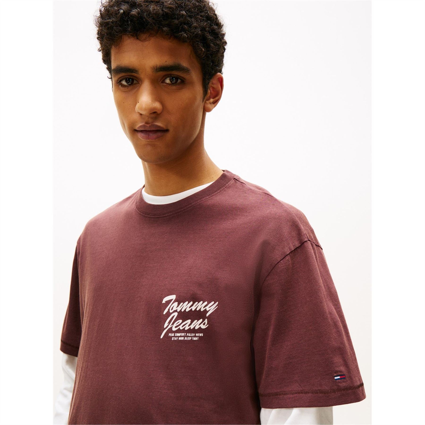 Tommy Jeans Lettering Crew Neck Ribbed Collar Short Sleeve T-Shirt