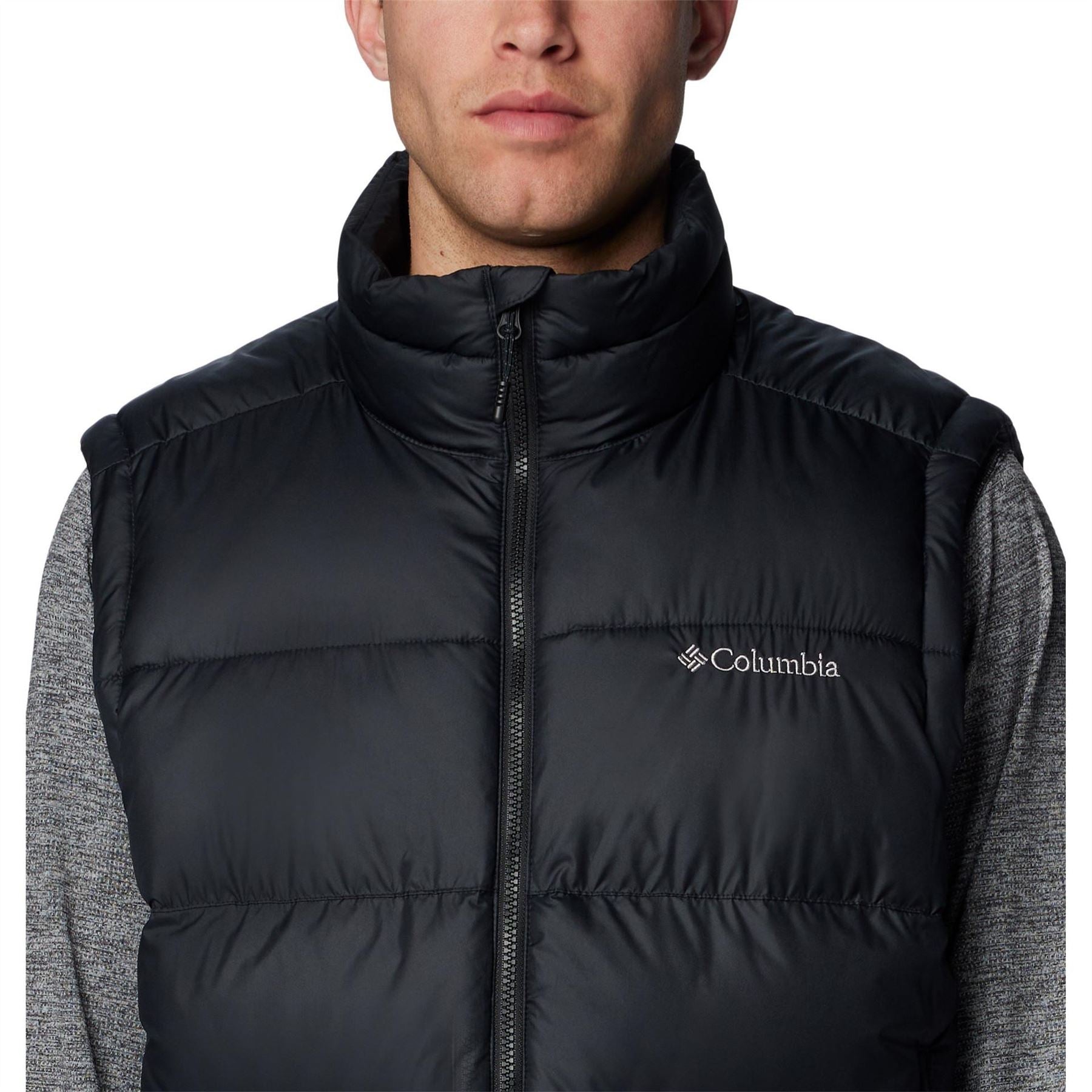 Columbia Pike Lake Solid Patterned Zipped Pocket Puffer Coat