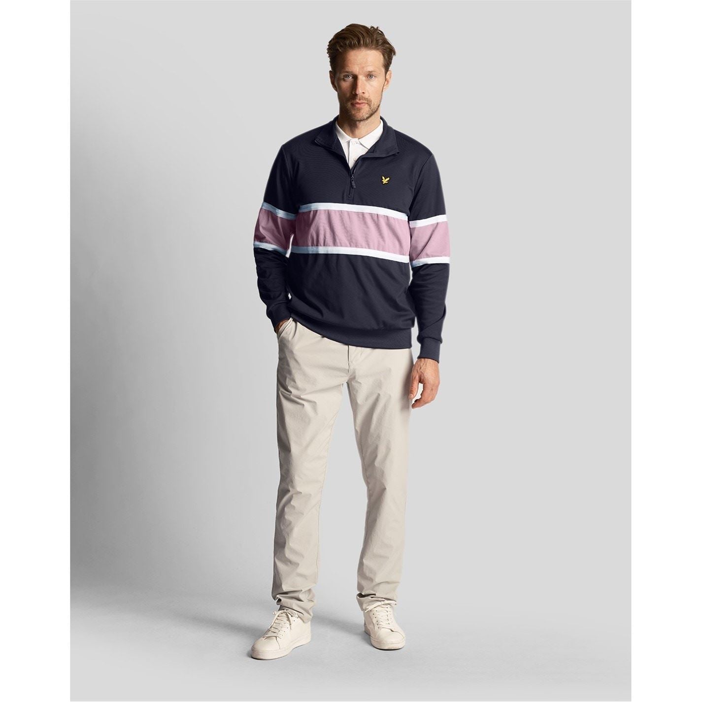Lyle and Scott Color Block Zip Neck Regular Fit Sweatshirt