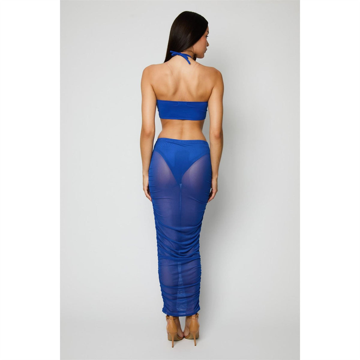 Honeyz Mesh Halter Neck Midi Bodycon Dress