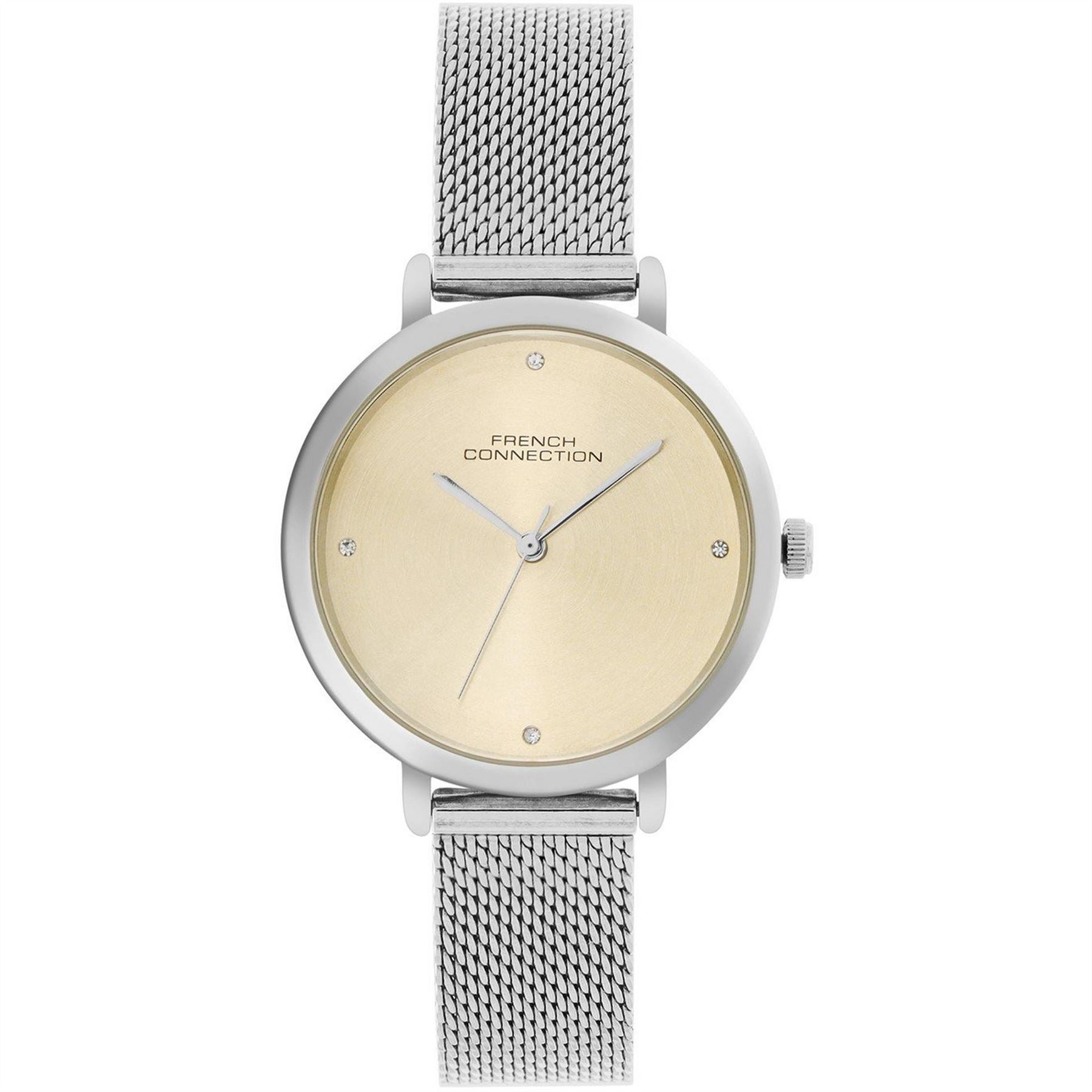 FCUK Silver Case Round Shape Silver Strap Quartz Watch