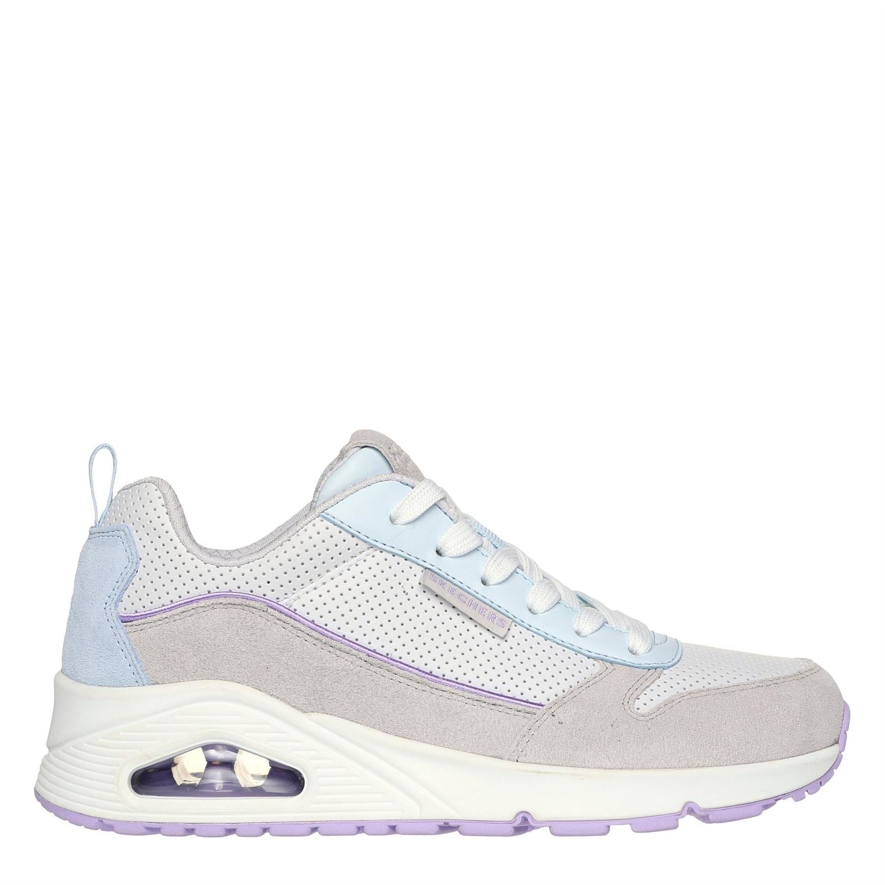 Skechers Womens And  Perforated Duraleather Lace Low Top Trainers