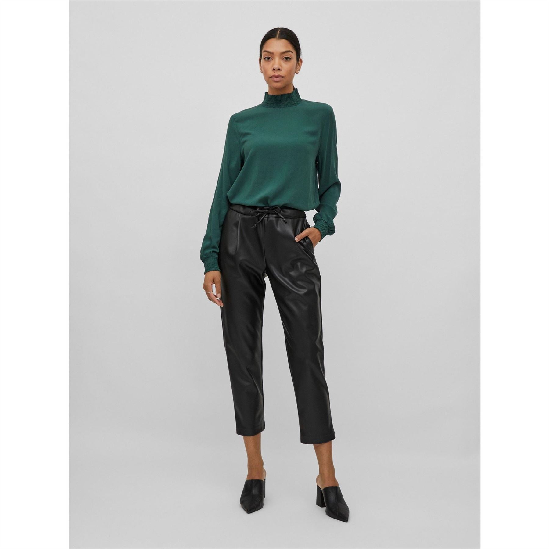 Vila Nille Coated Leather Trousers