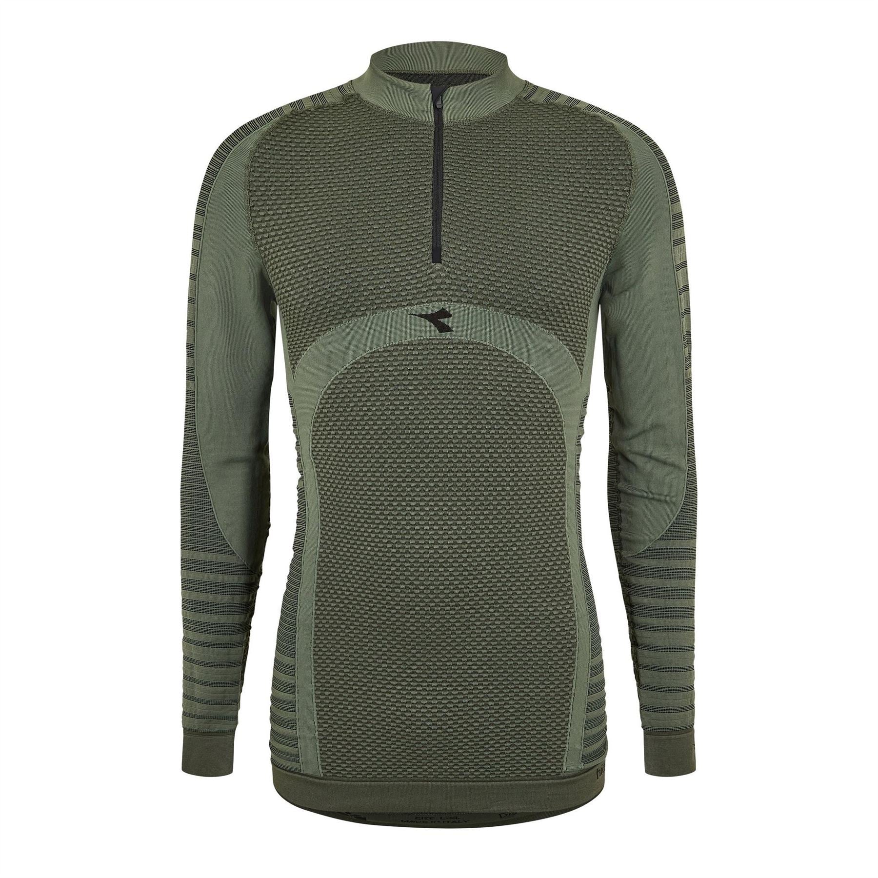 Diadora Mens 1 2 Zip Ls T-Shirt Adv Verde Ti