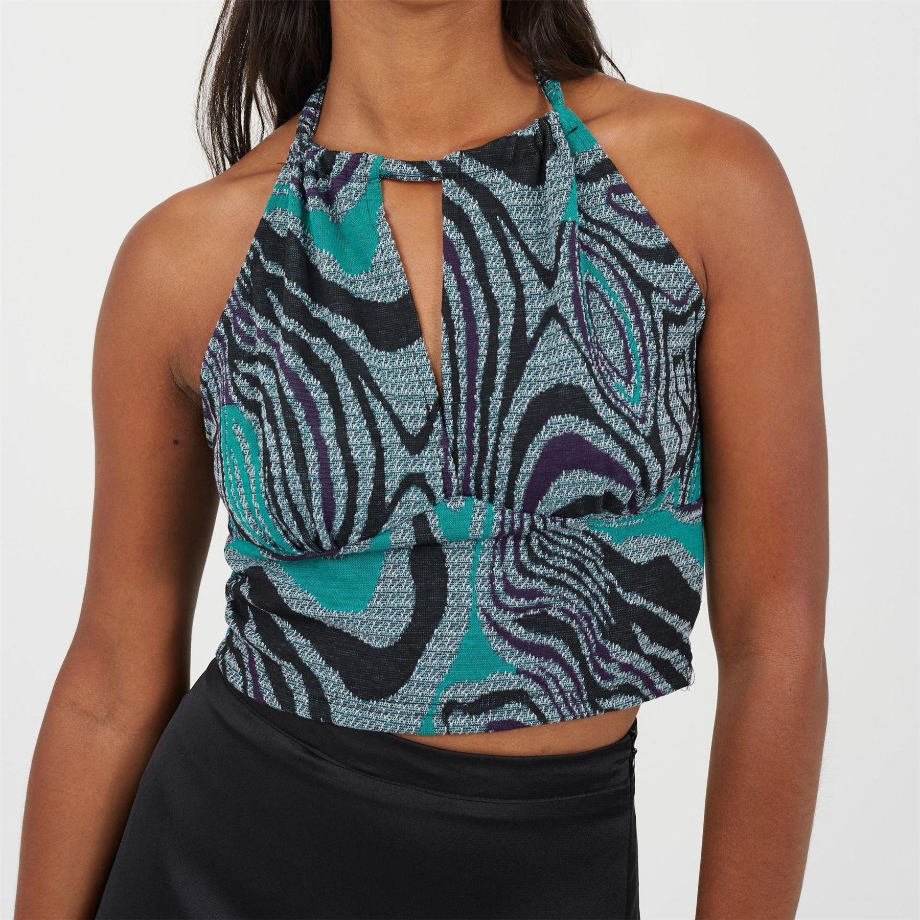 Brave Soul Halter Neck Jacquard Top