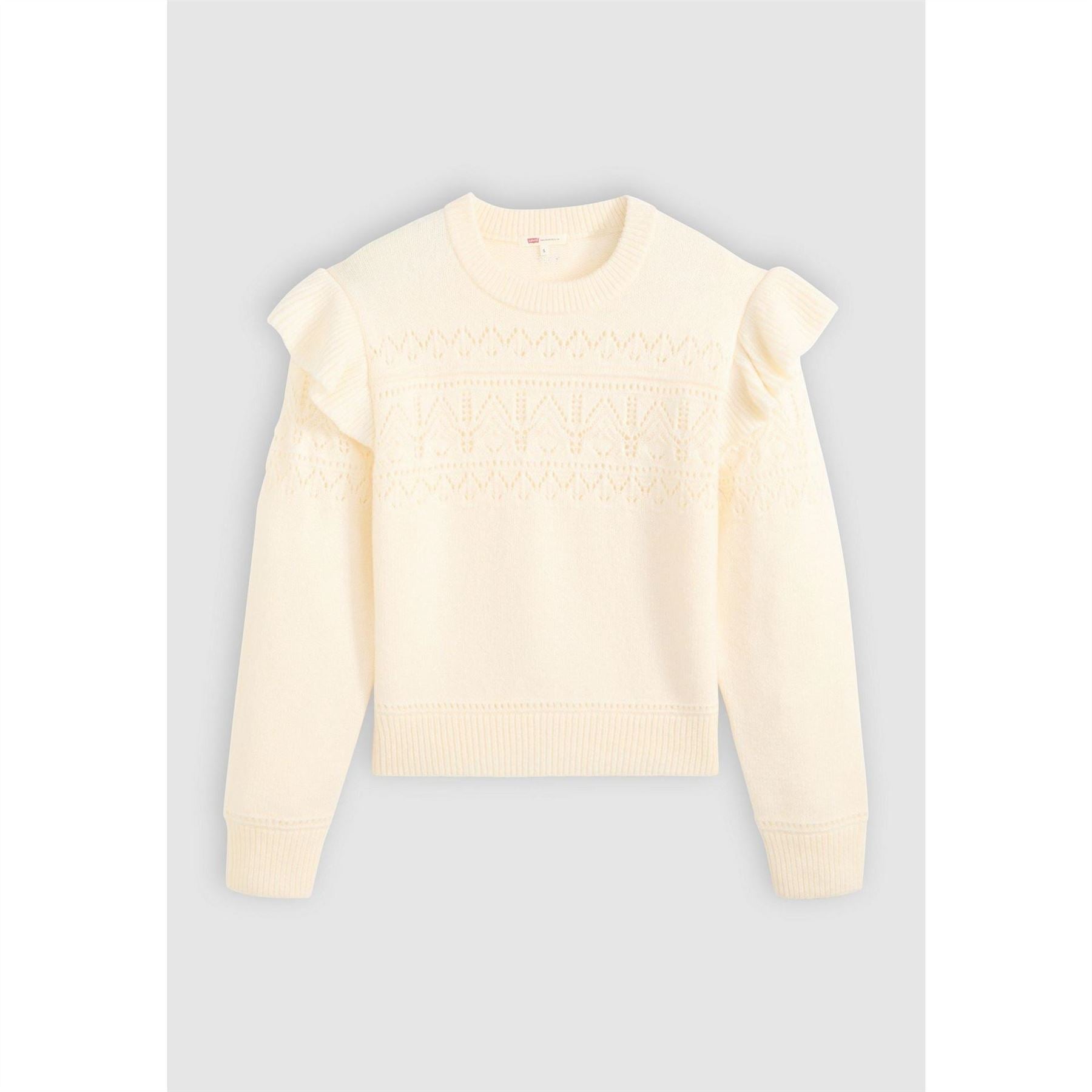 Levis Crew Neck Puff Sleeve Long Sleeve Sweater