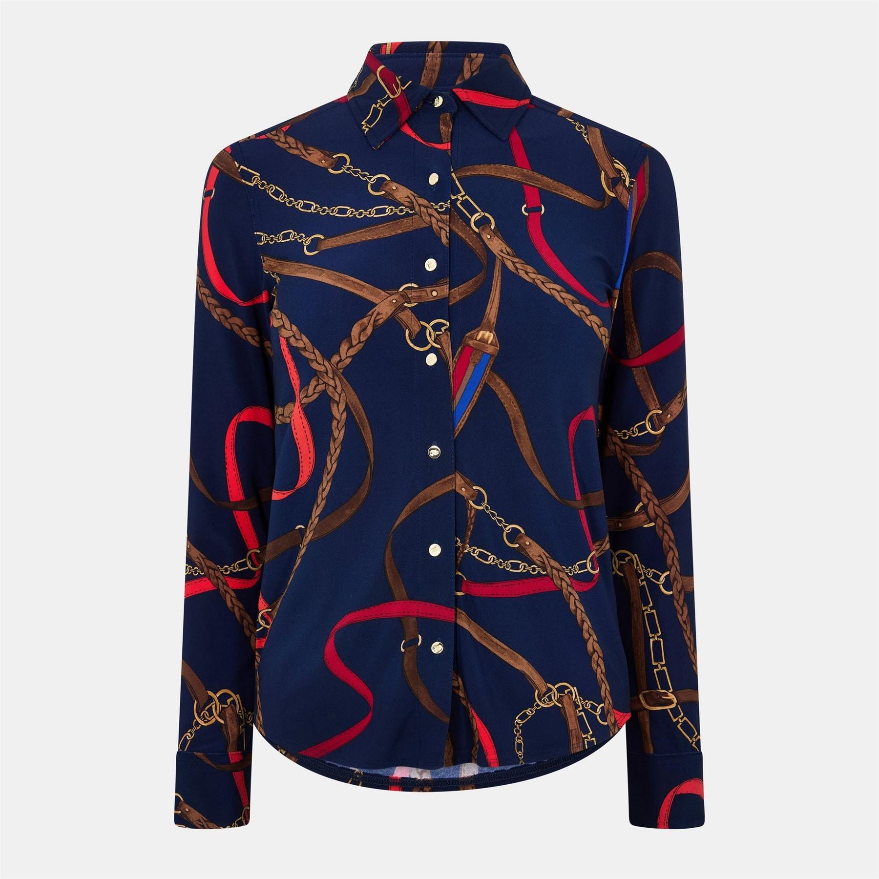 Lauren by Ralph Lauren Daquane Real Leather Long Sleeve Blouse