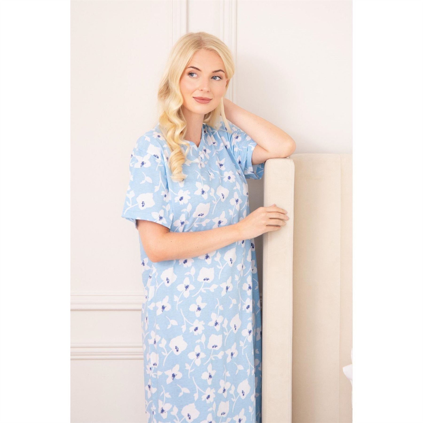 Camille Womens 100 Percent  Organic Cotton Short Sleeve Nightdress