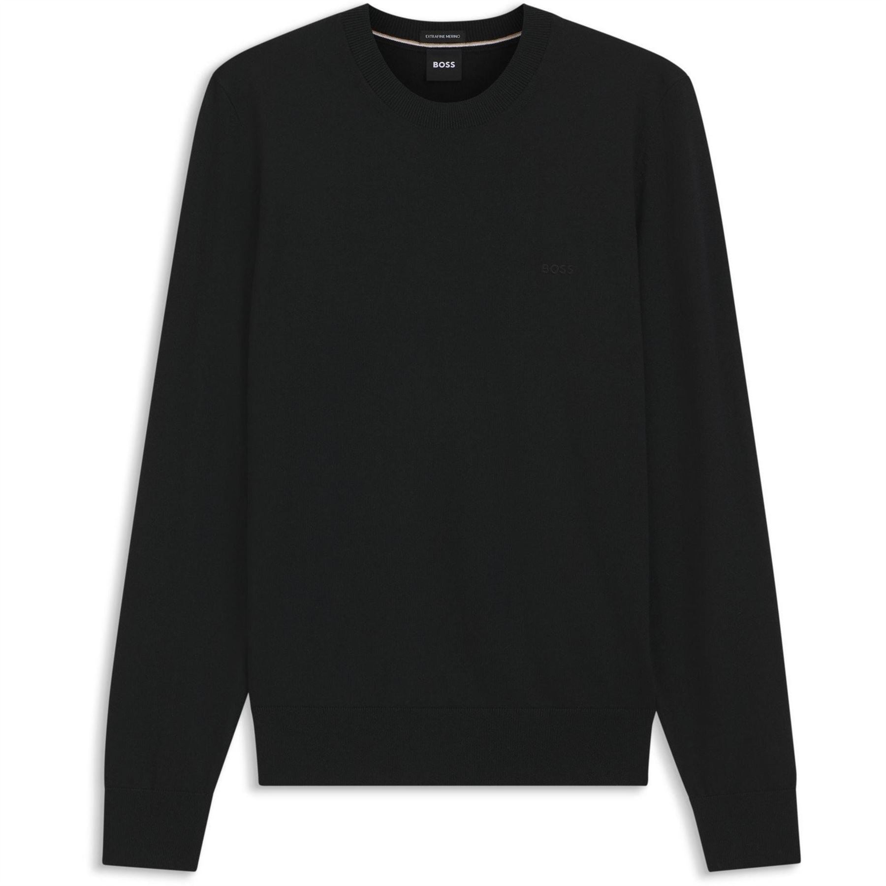 Boss Black Merino Wool Knitted Crew Neck Jumper (leno)