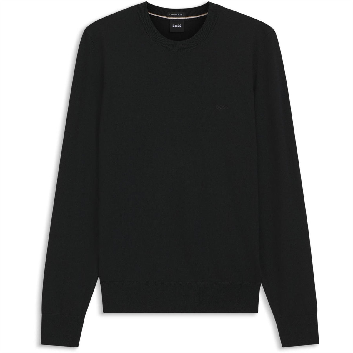 Boss Black Merino Wool Knitted Crew Neck Jumper (leno)