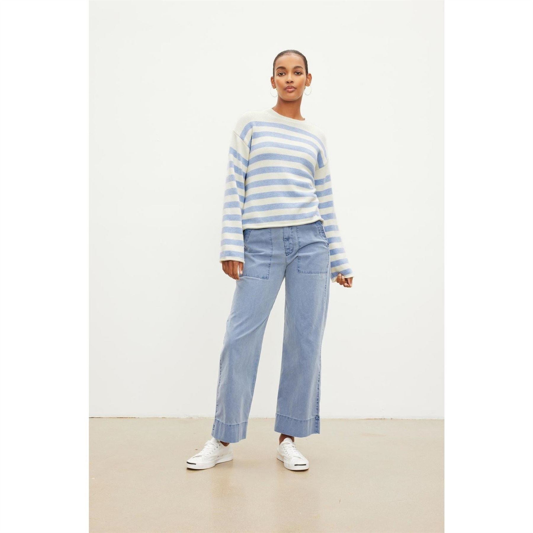 Velvet by Graham and Spencer Solid Patterned Wide Leg Roll Up Cuff Pants