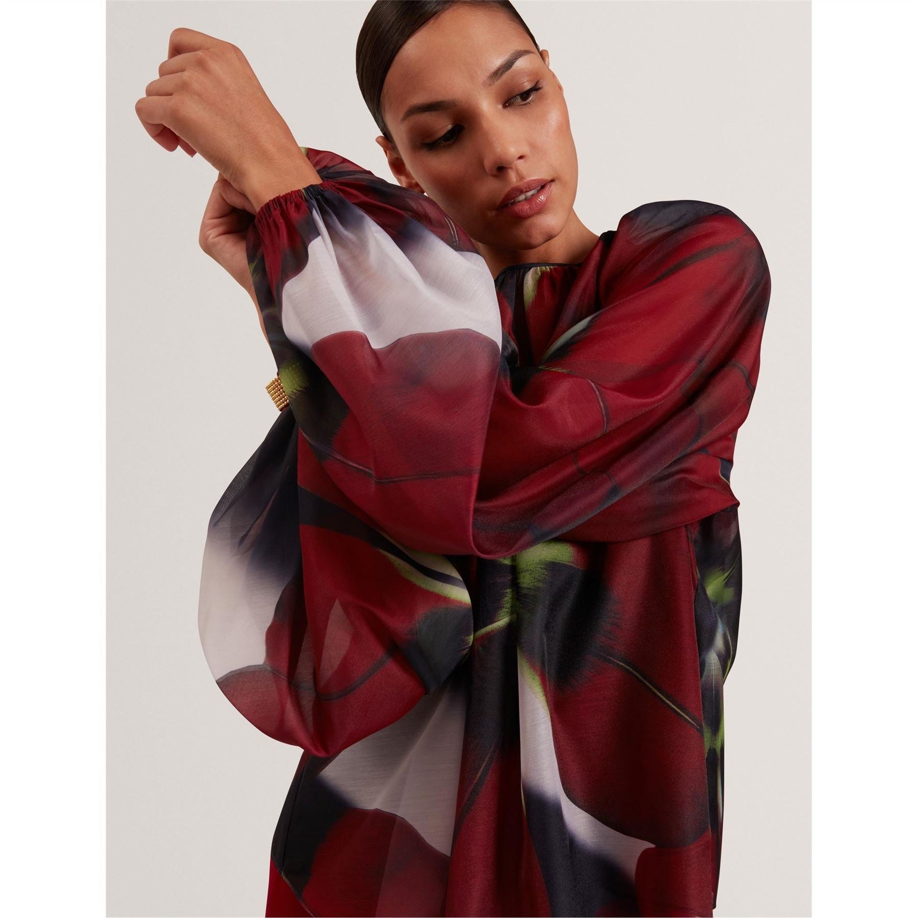 Ted Baker Peasant Balloon Sleeve Crew Neck Blouse