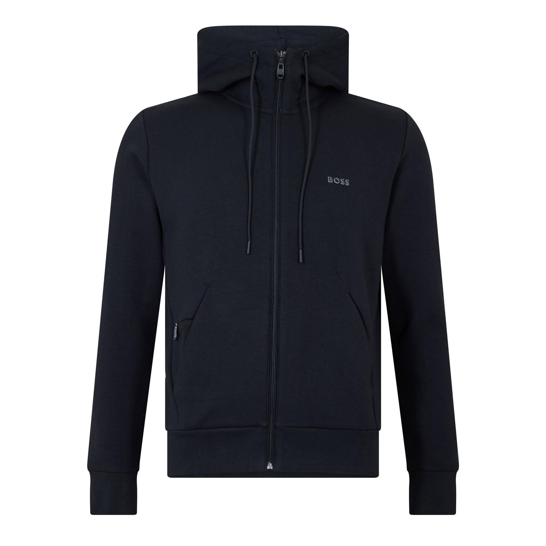 Boss Hooded Neck Long Sleeve Sweatshirt with Zipper Pocket