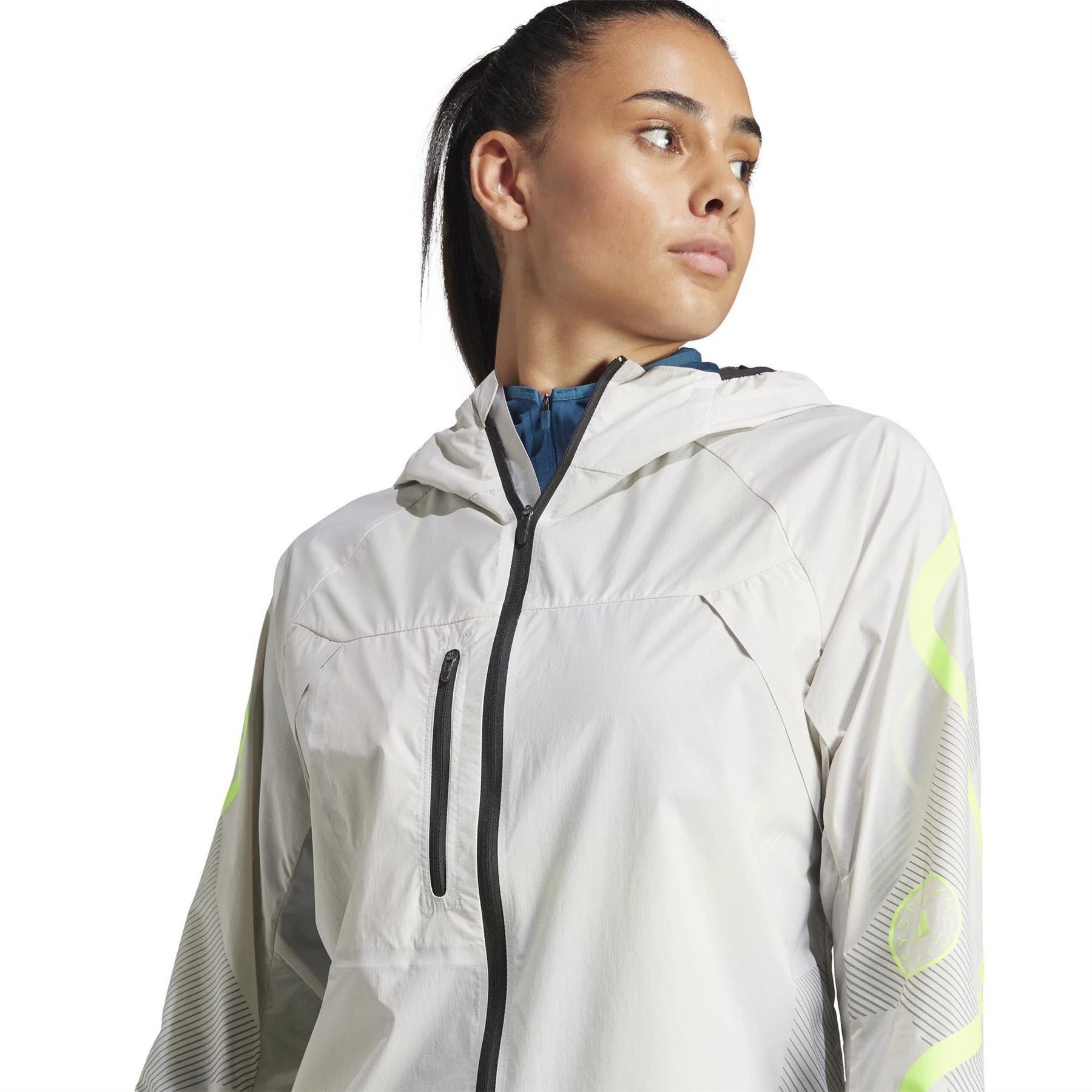 adidas Stripe Patterned Hooded Drawstring Running Jacket