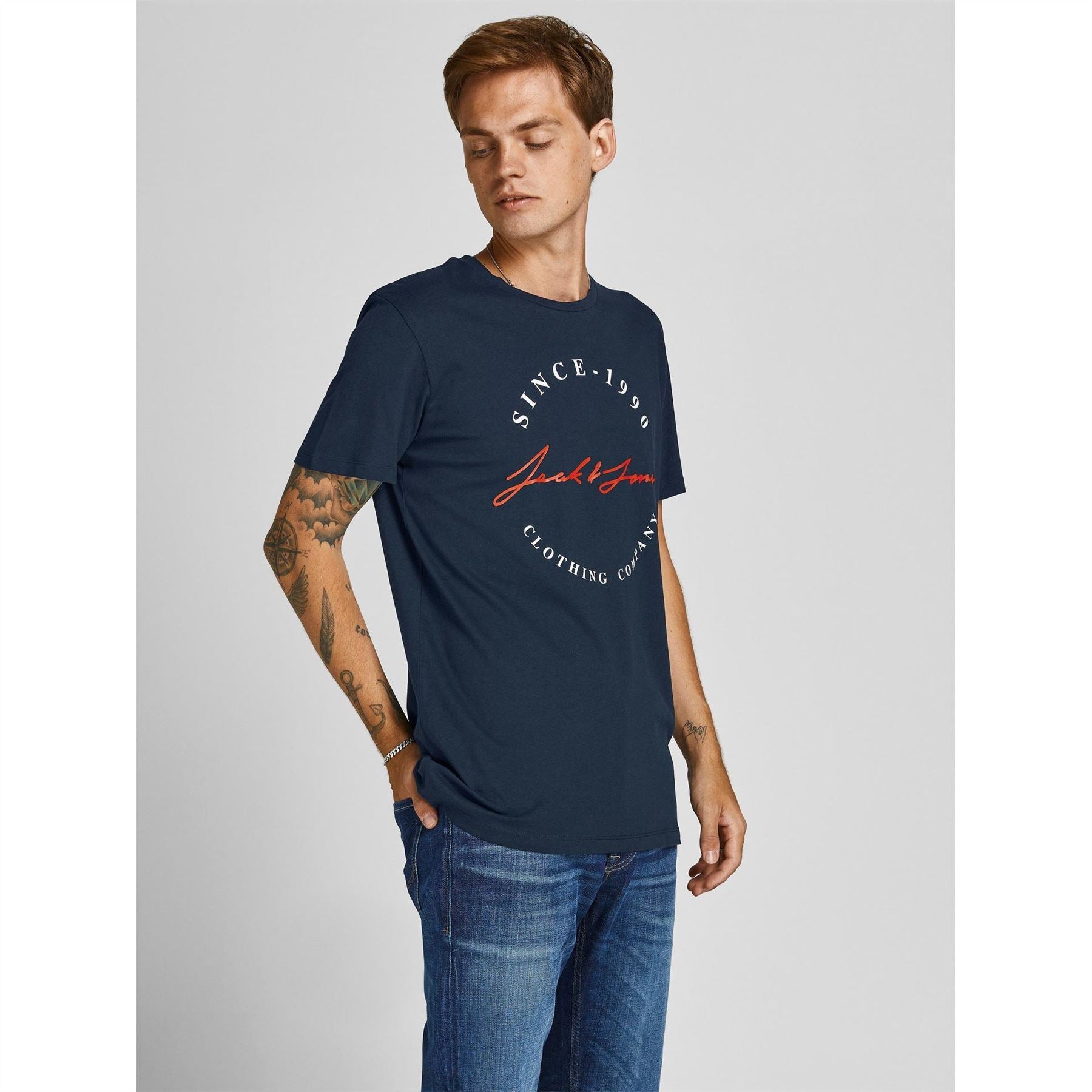 Jack and Jones Mens 5 Pack Short Sleeve T-Shirt
