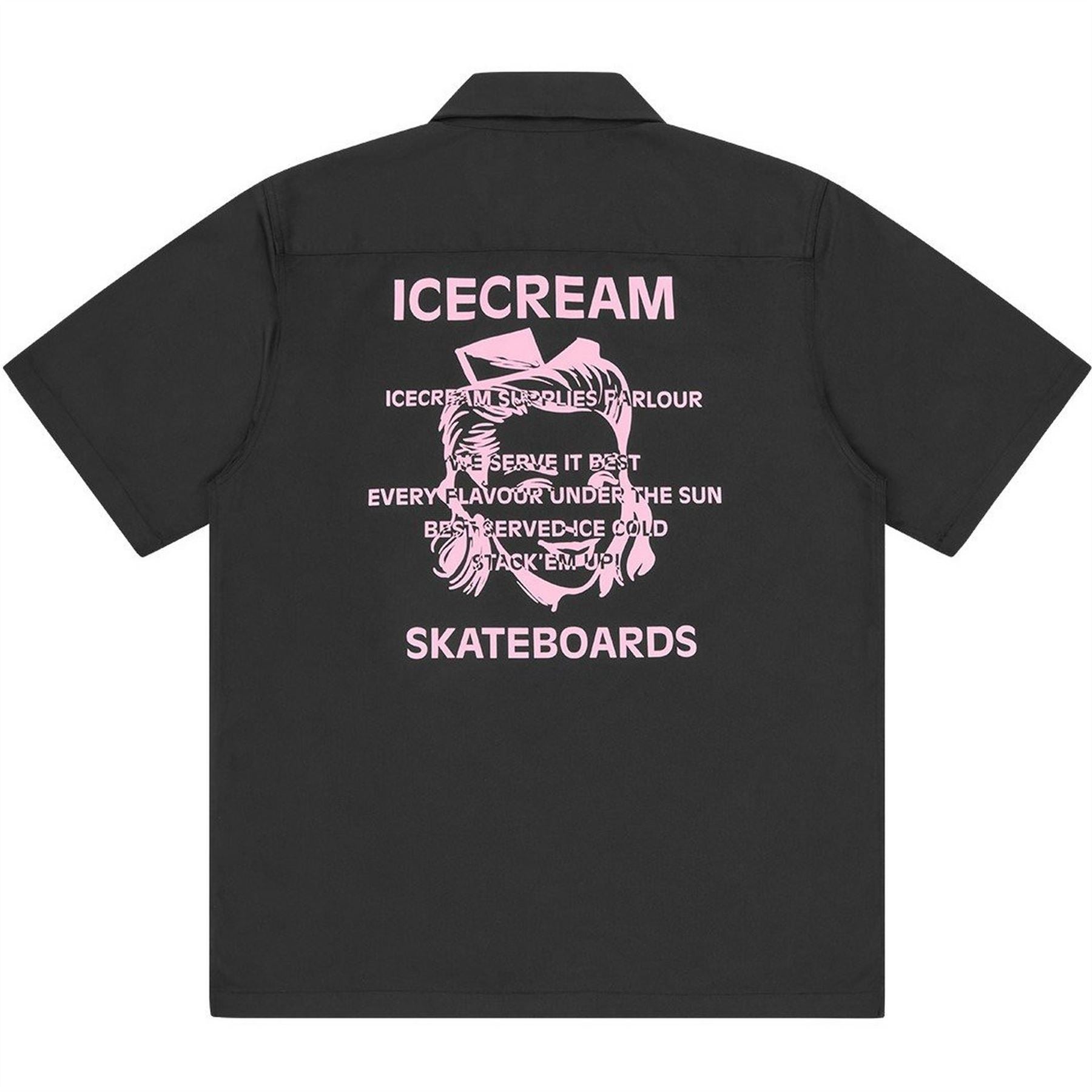 ICECREAM Quarter Zip Work Patterned Short Sleeve Shirt