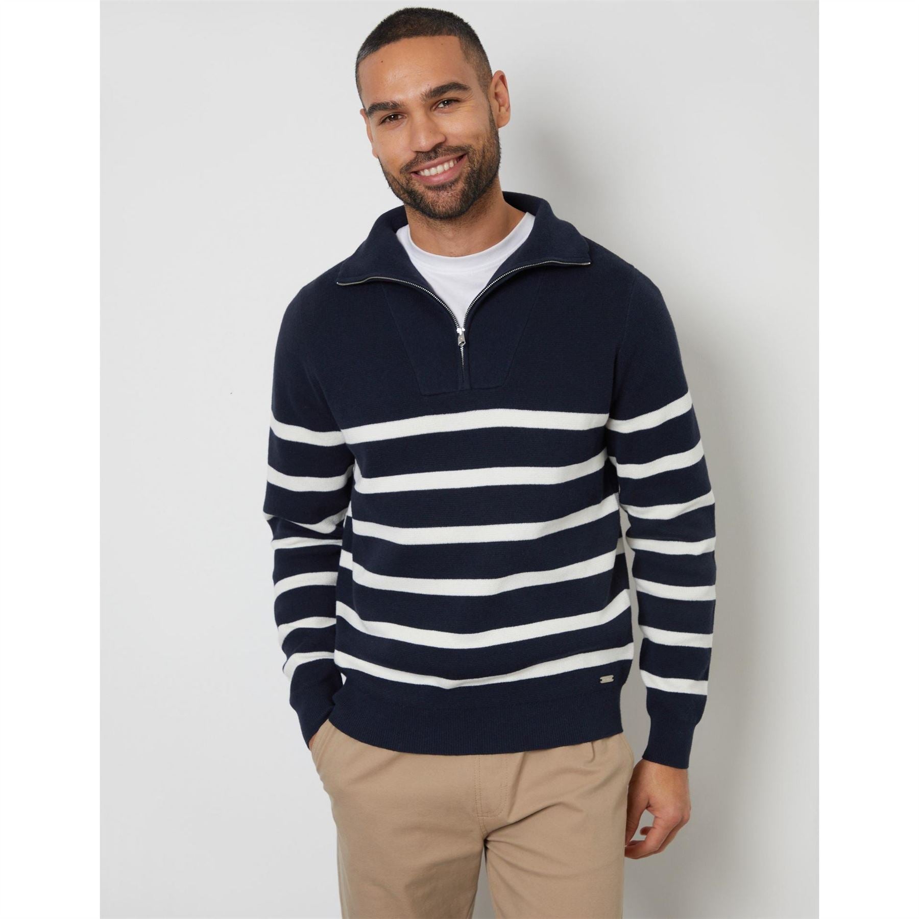 Threadbare Havenscroft Quarter Zip Knitted Jumper
