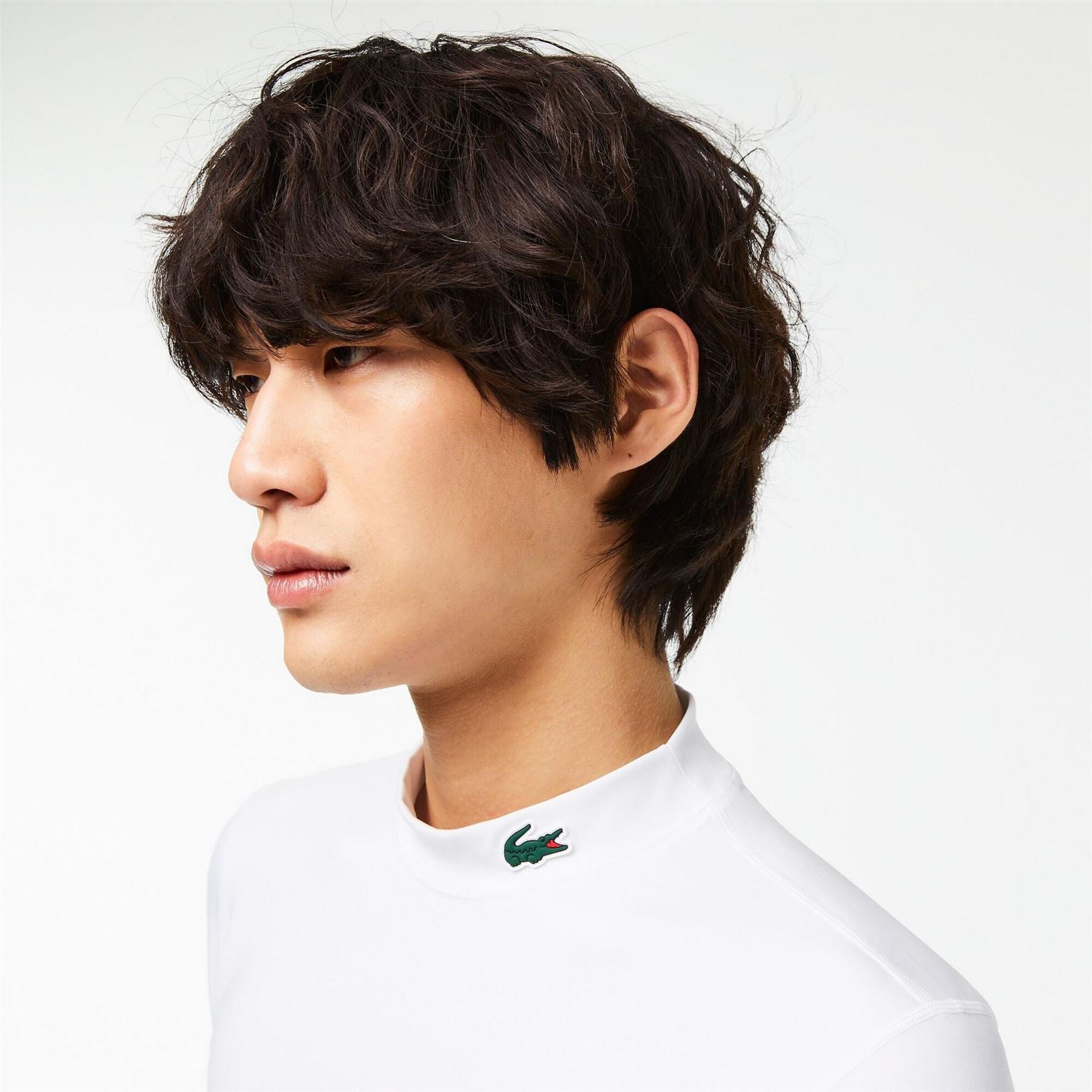 Lacoste Mock Neck Crocodile Print Slim Fit T-Shirt