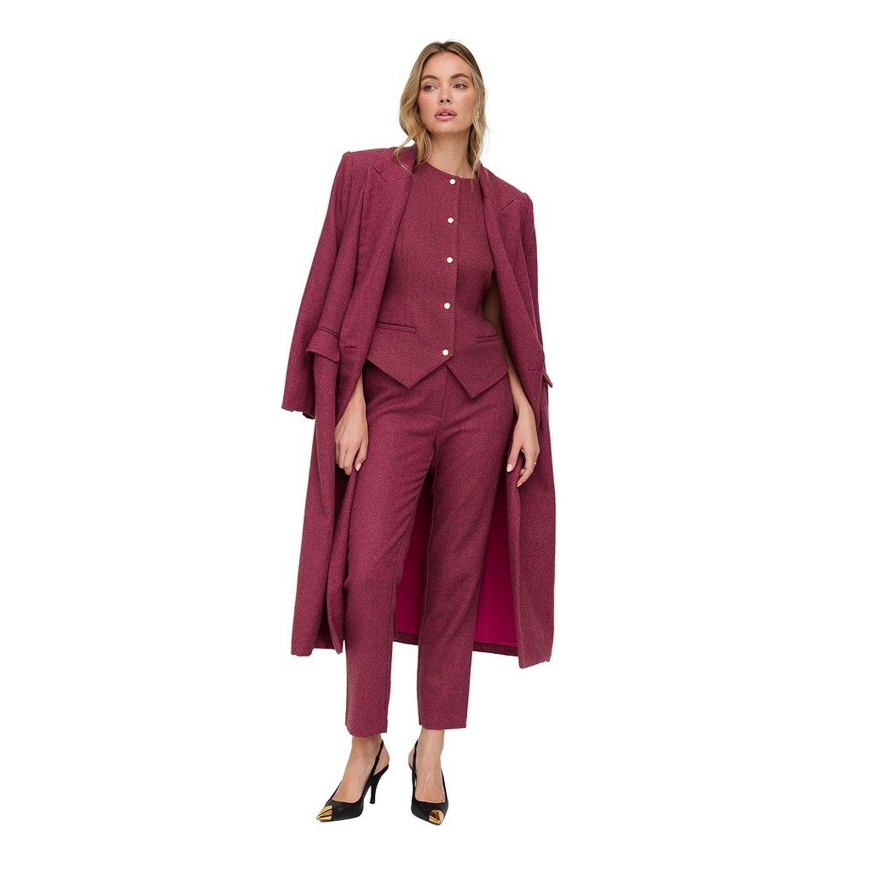 Lily and Lionel And Lionel Jakki Tailored Herringbone Print Coat In Pink