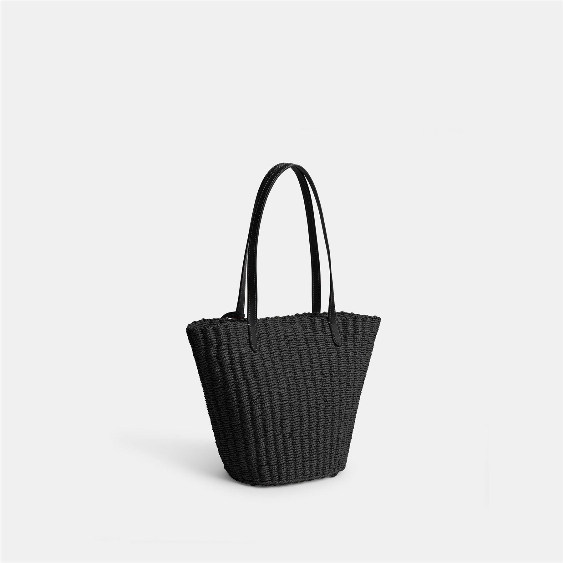 Coach S Straw Ribbed Tote with Detachable Strap