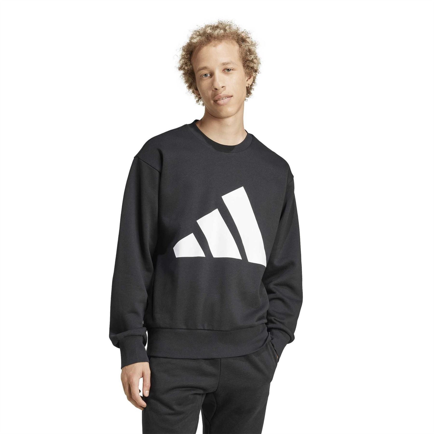 adidas Logo Print Crew Neck Long Sleeve Sweatshirt
