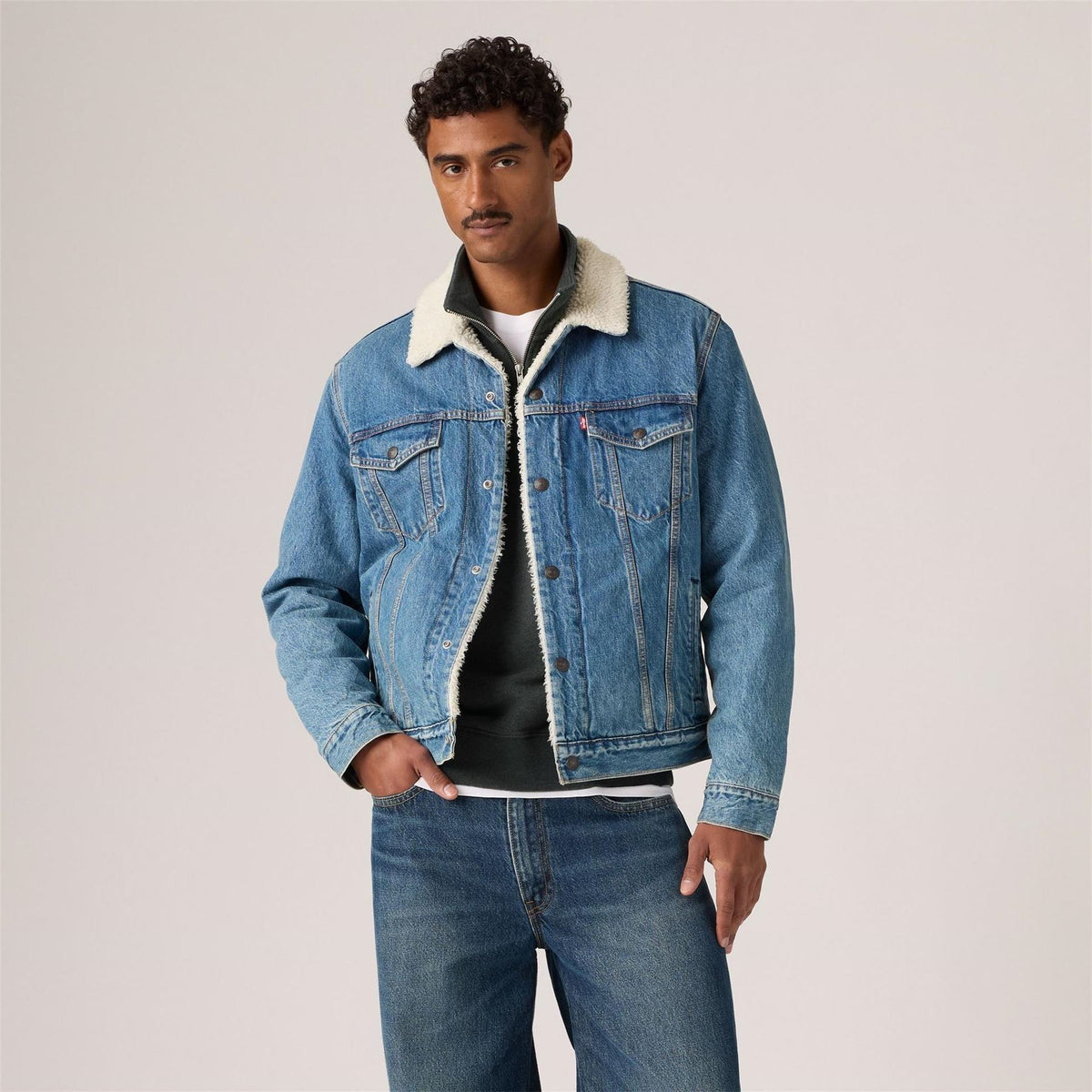 Levis Type 3 Sherpa Cotton Mix Long Sleeve Denim Jacket