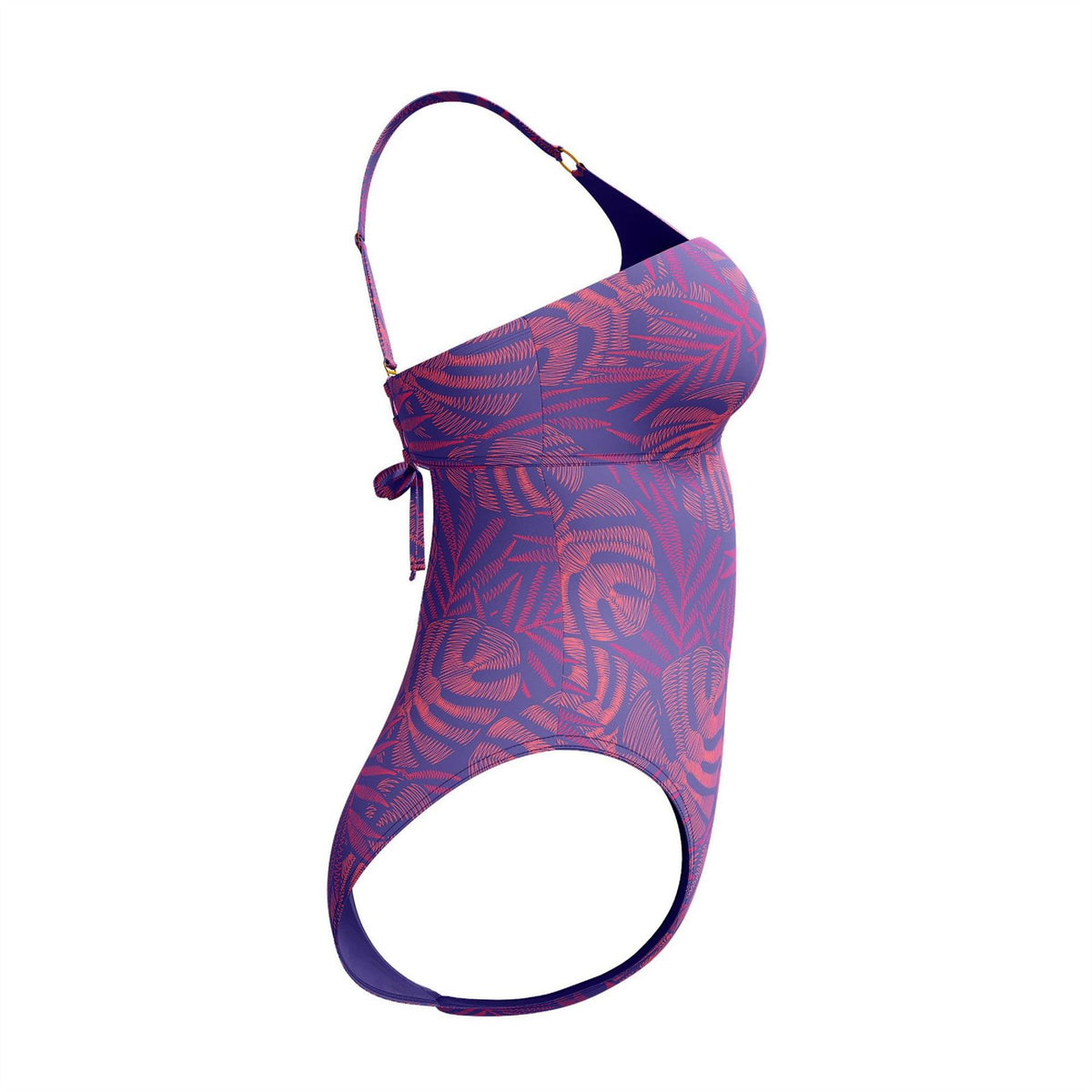 Speedo Shaping Leaf Print Tie Back Swimsuit