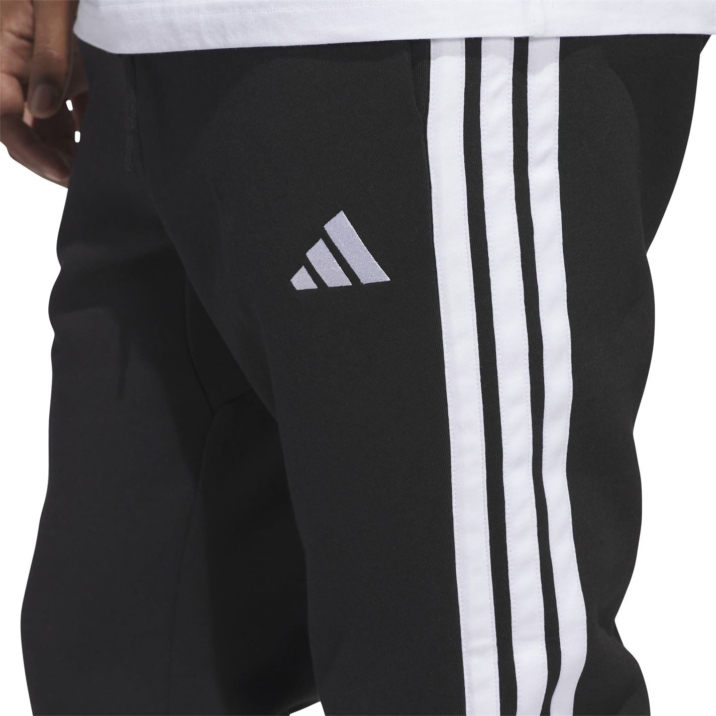 adidas Fleece Tapered Cuff 3 Stripes Joggers M