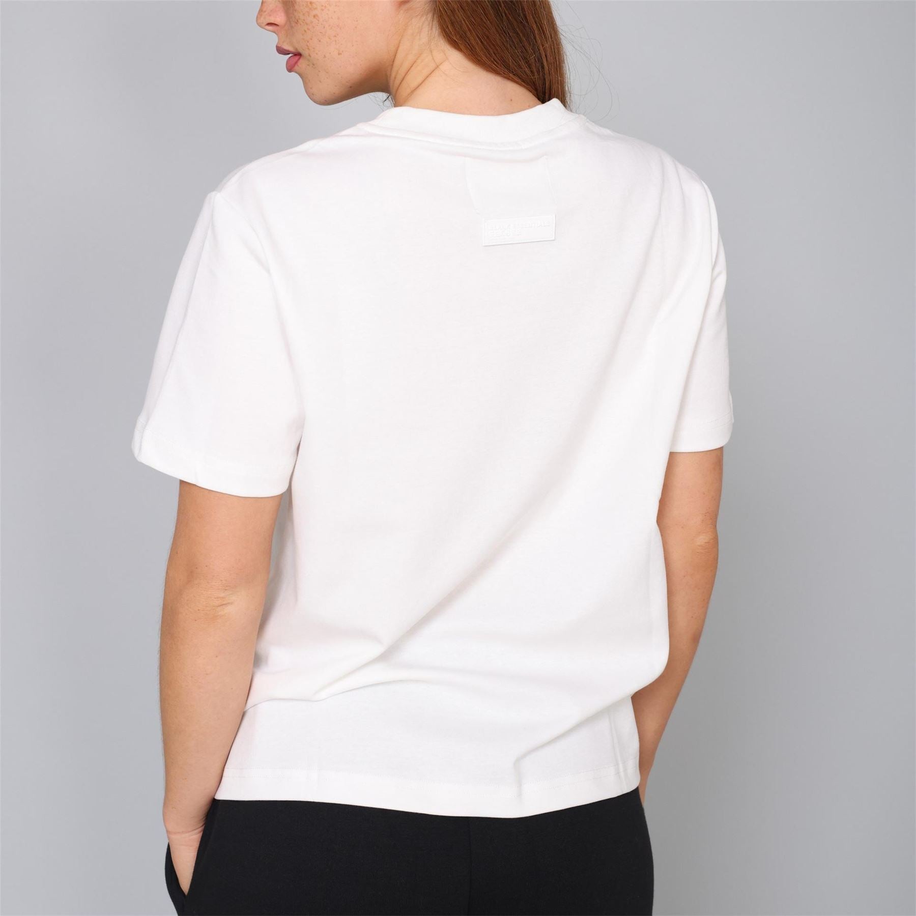 Blank Essentials Lettering Crew Neck Ribbed Collar Short Sleeve Boyfriend T-Shirt